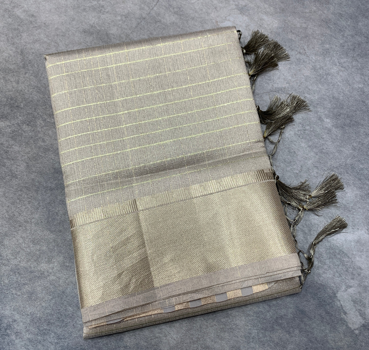 Banaras Katan Saree Light Brown Colour with Katan Work Border