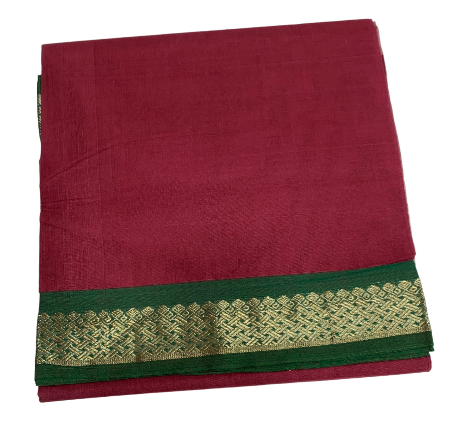 Chettinad Cotton Saree Maroon Colour with Green Border