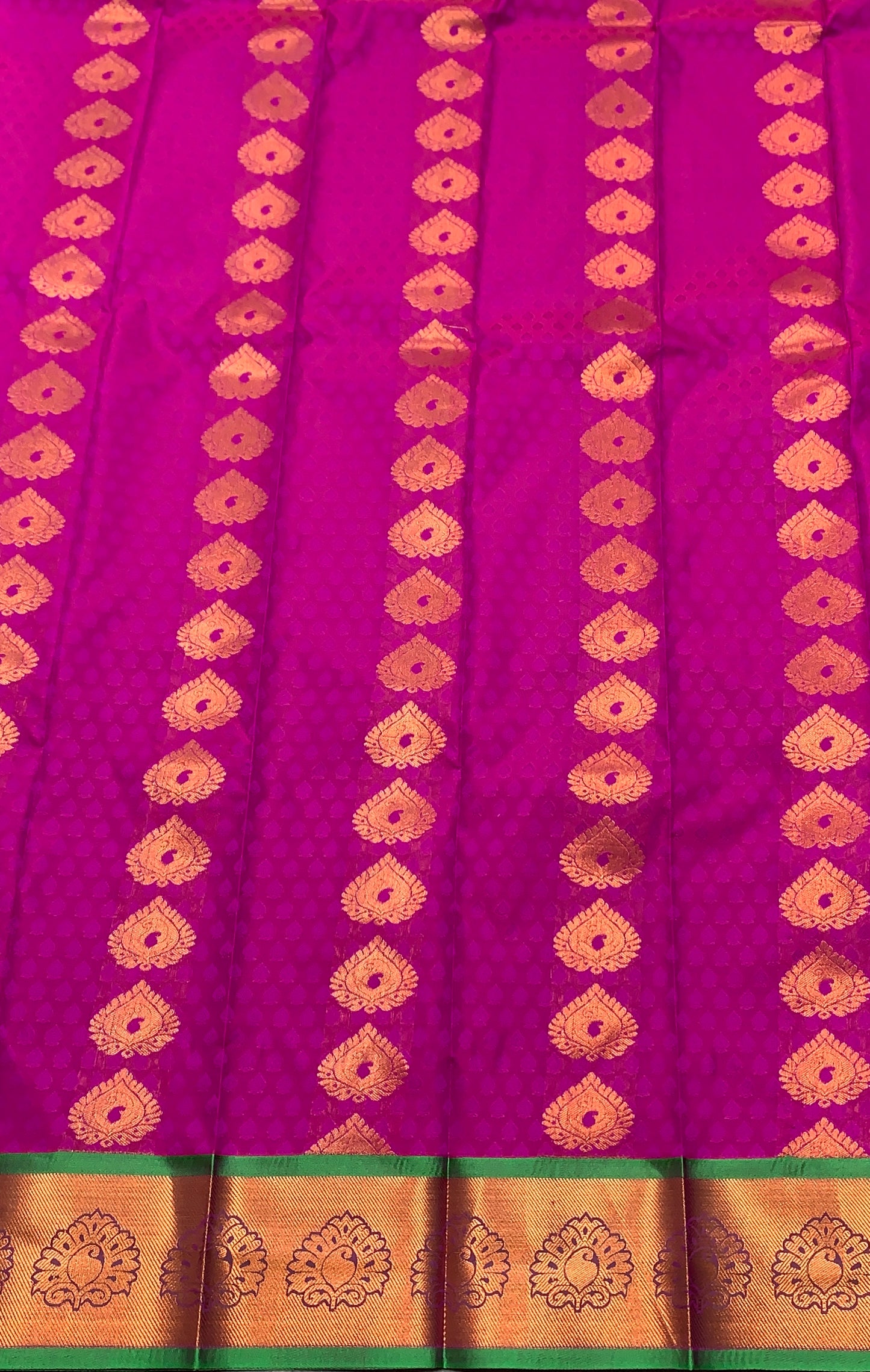 Vegan Silk Saree Vadamali Colour with Light Green and Copper Border