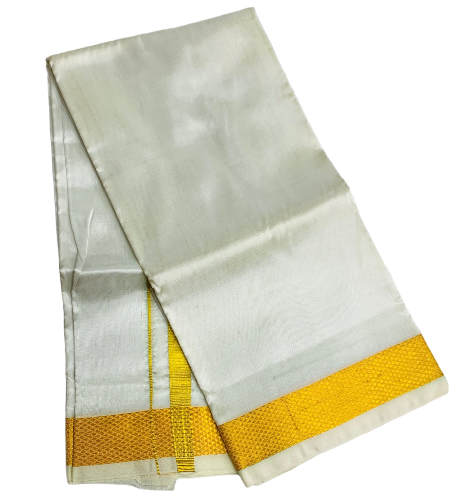 Semi Silk Pooja Towel White Colour with Zari Border