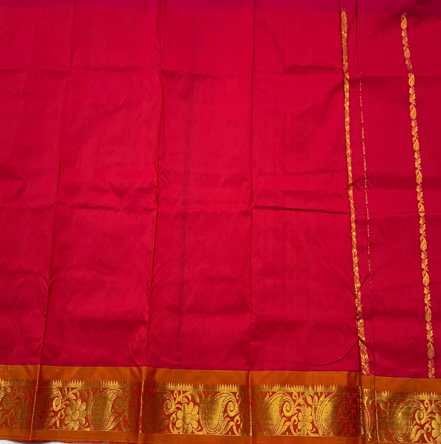 Redish Pink Shade Semi Silk Kids Pattu Pavadai with Contrast border for Age 2 to 5