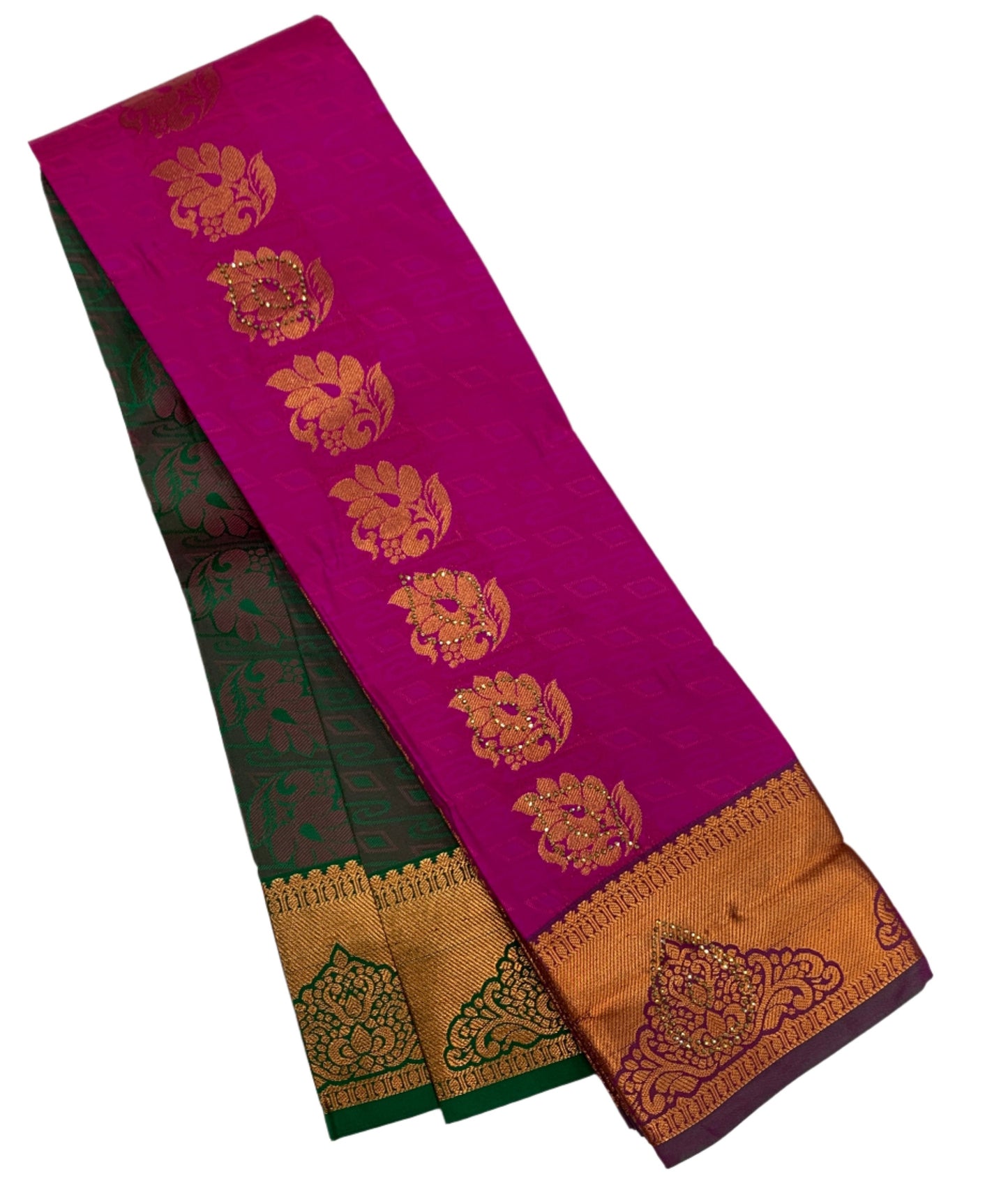 Vegan Silk Saree Magenta shade with Copper Border