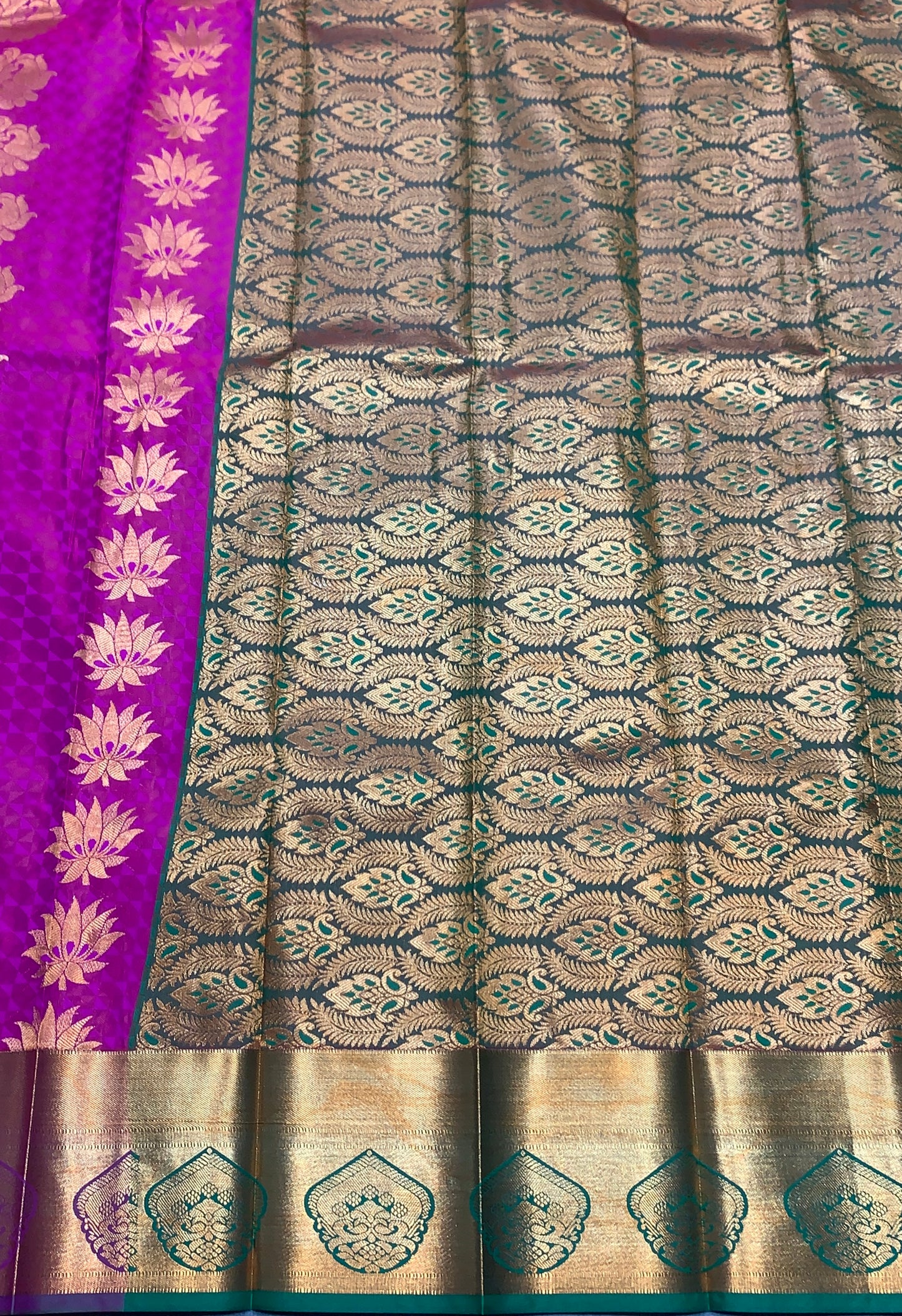Vegan Silk Saree Pink Colour Saree with Copper Border