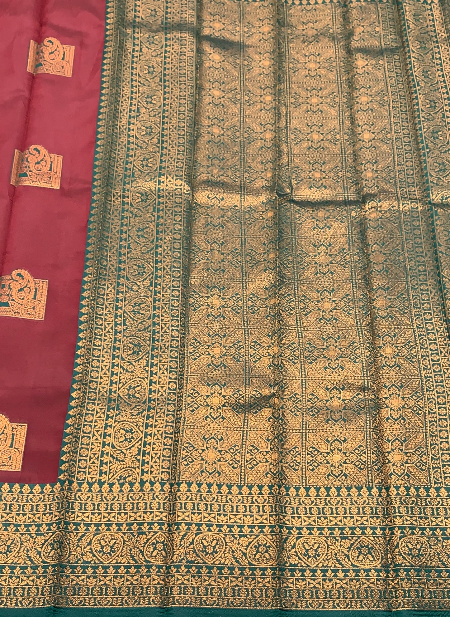Maroon Colour Art Silk Saree Colour with Green Border