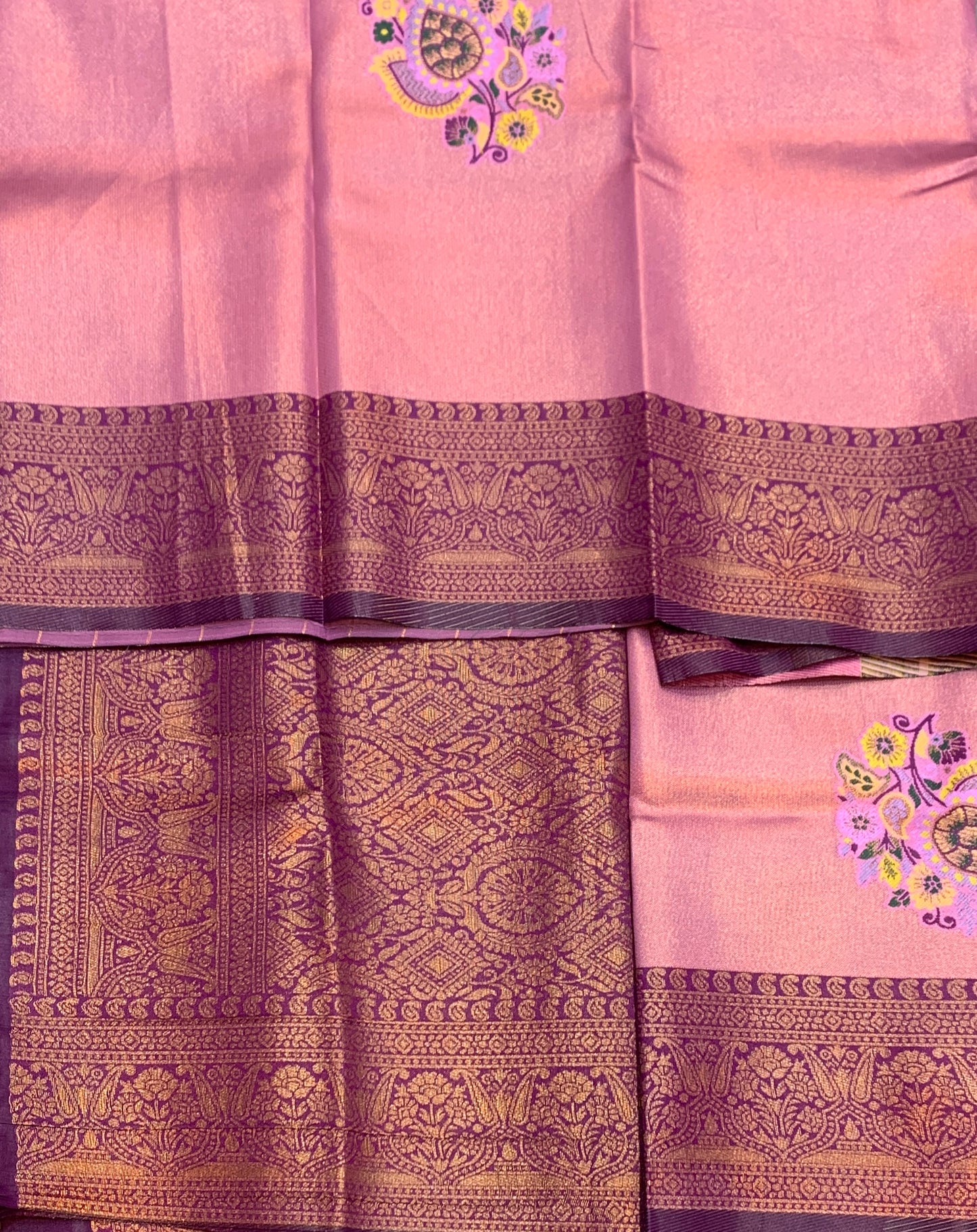 Fancy Tissue Saree Pink Colour with Magenta Border