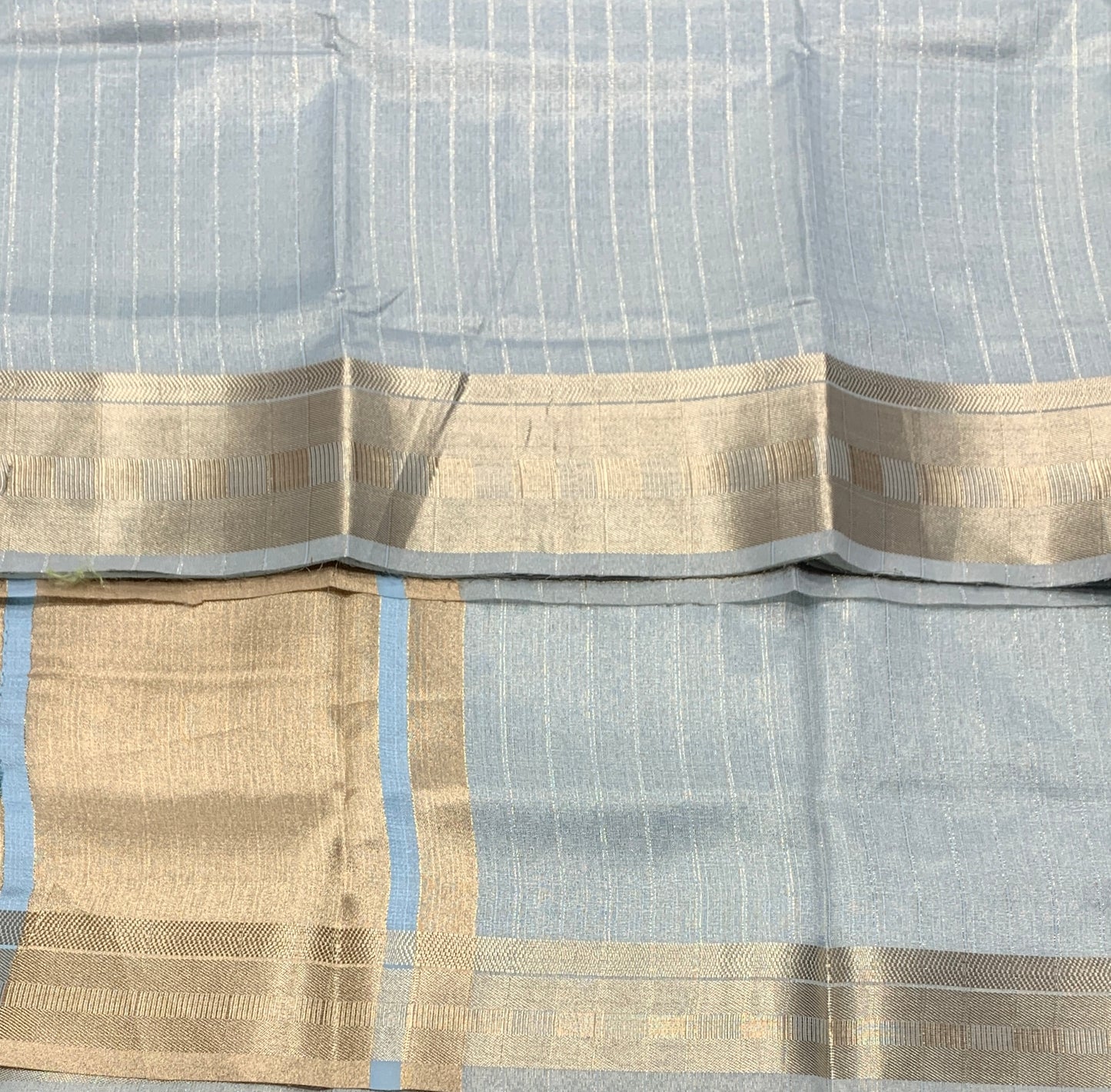 Banaras Katan Saree Light Sky Blue Colour with Katan Work Border