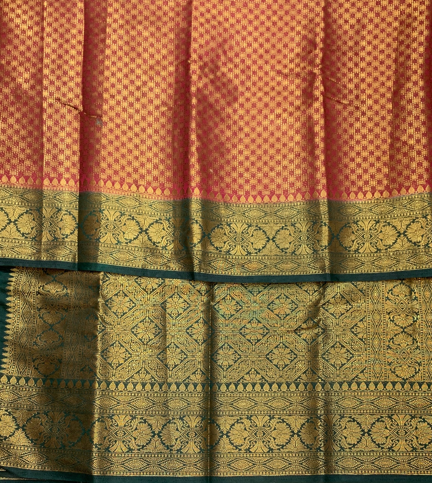 Crepe Saree Maroon Colour with Green Border