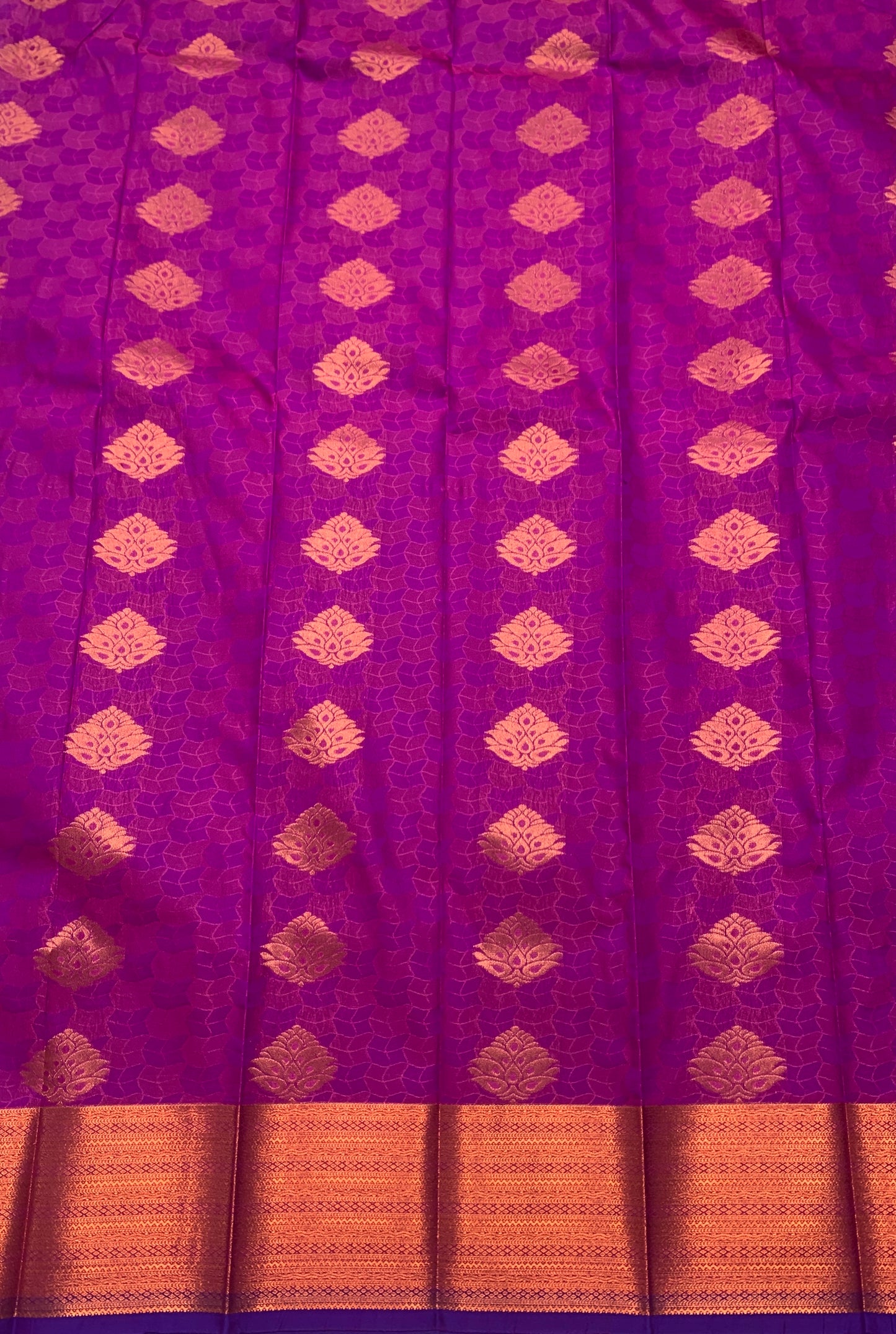 Vegan Silk Saree Magenta shade with Copper Border