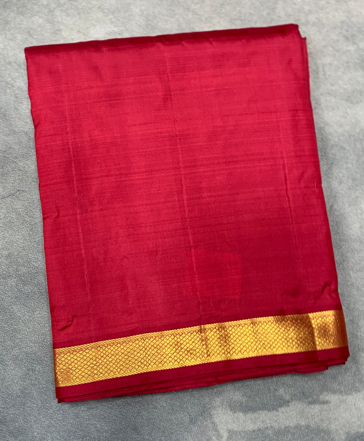 9X5 Pure Silk Dhoti Maroon Colour with Small Golden Zari Border