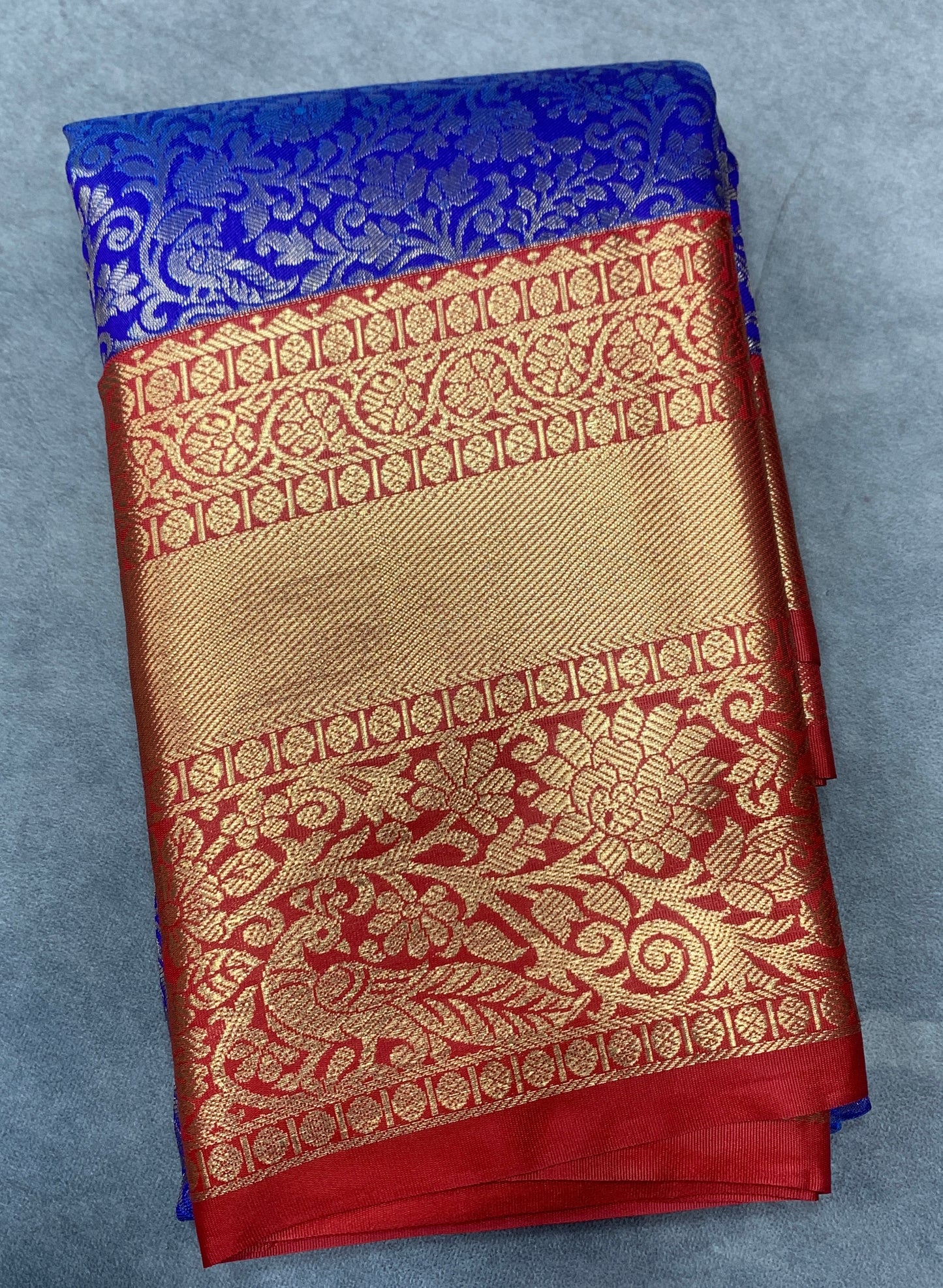 Blue Colour Semi Silk Saree with Big Pink Border