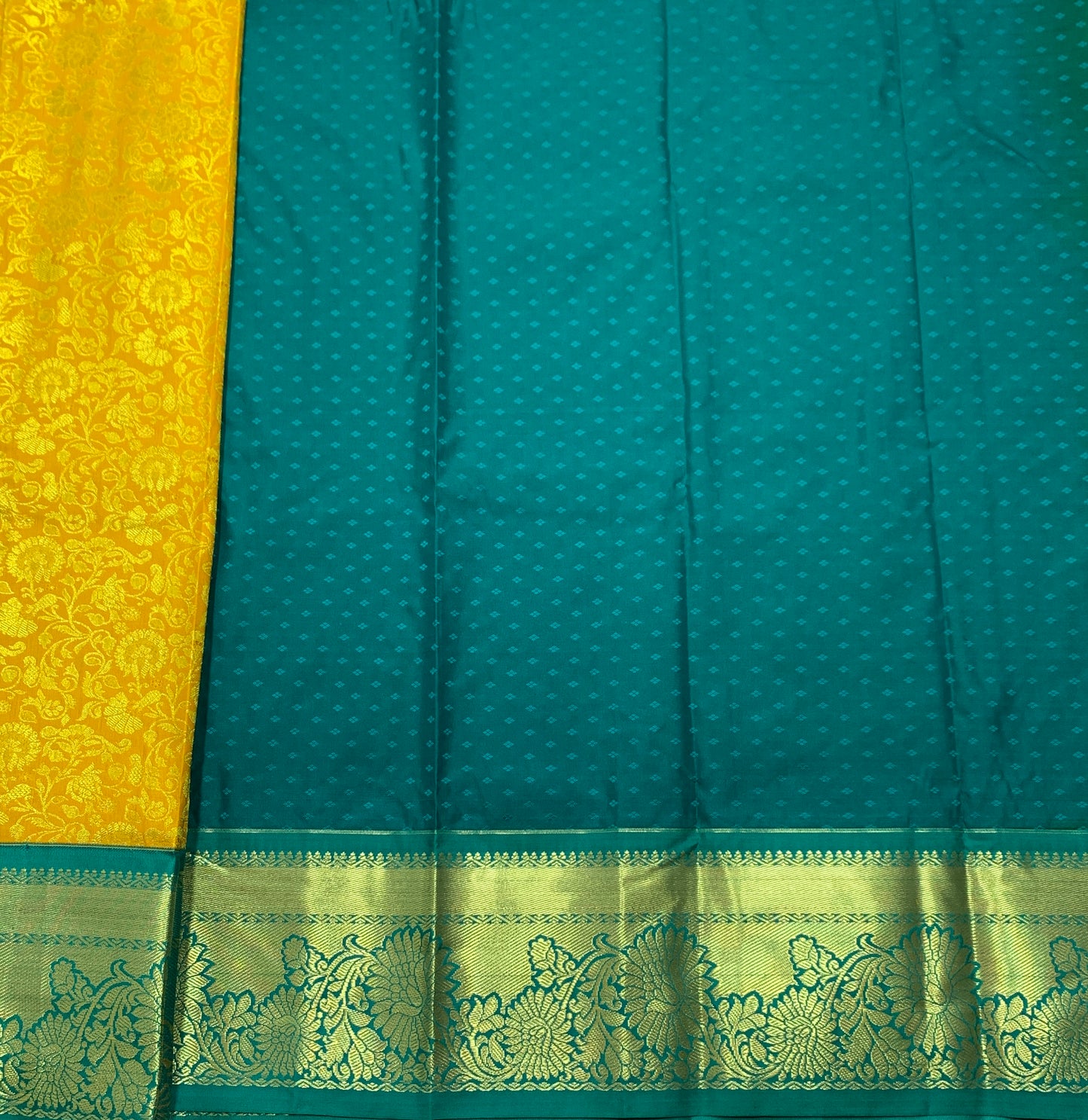 Mustard Shade Vegan Silk Kids Pattu Pavadai with Contrast Border for age 2 to 5