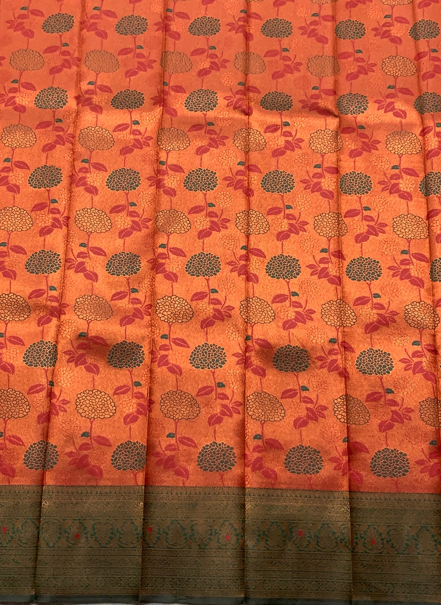 Maroon Colour Silk Cotton Saree with Green Border