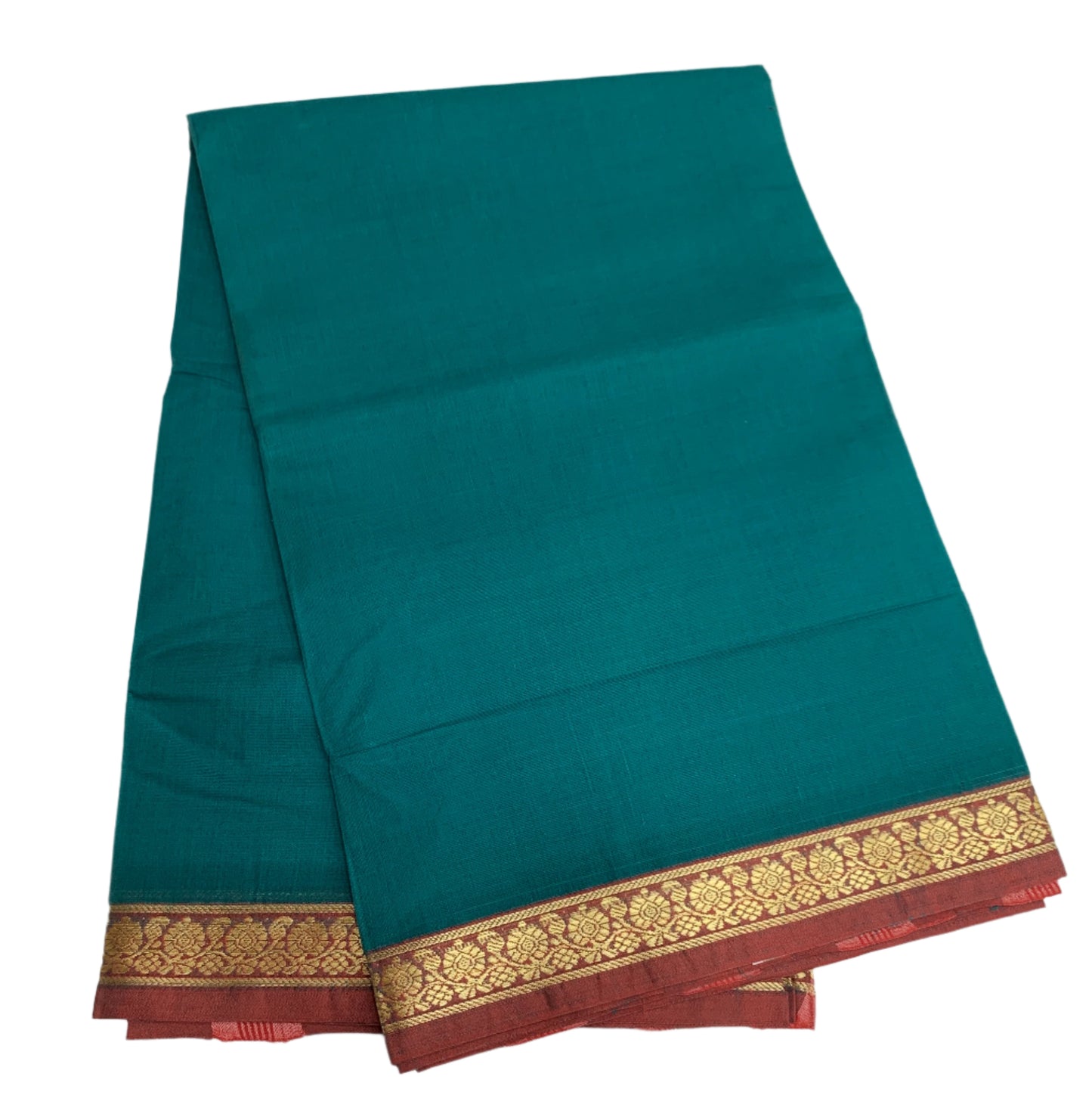 Chettinad Cotton Saree Emerald green Colour with Brown Border