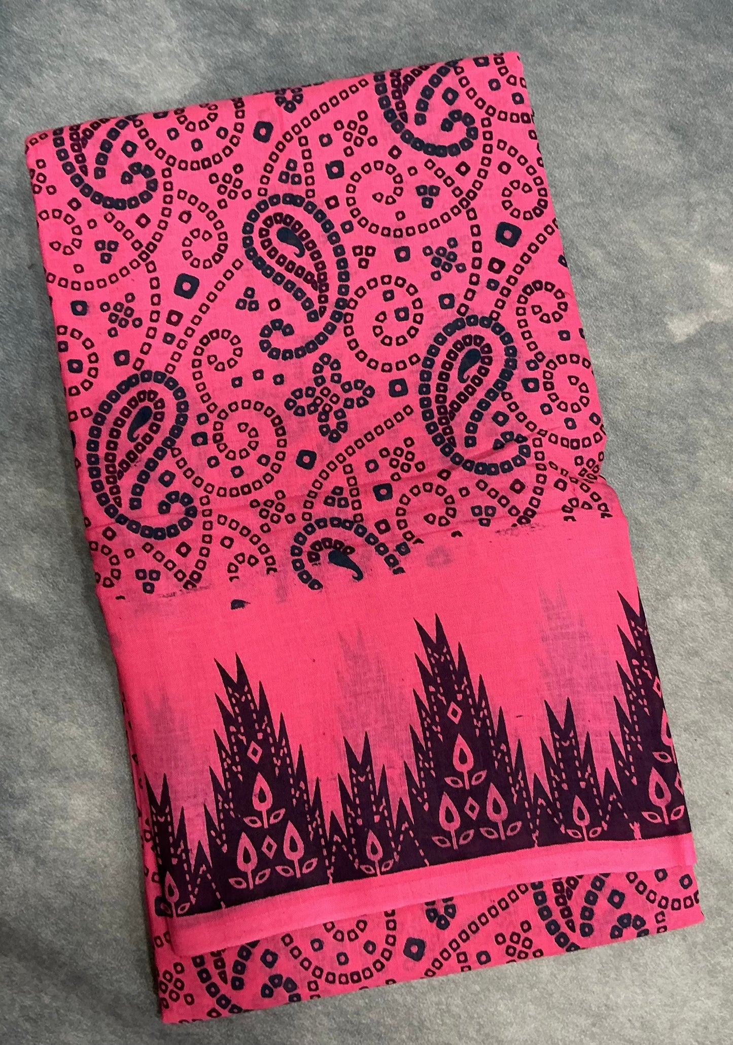 MulMul Cotton Rani Pink Colour with Temple Border