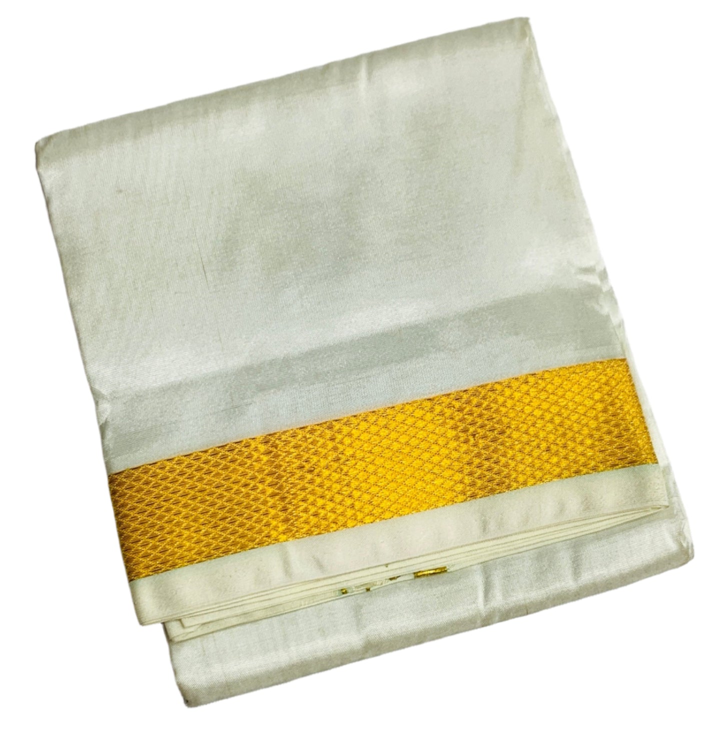 Semi Silk Pooja Towel White Colour with Zari Border