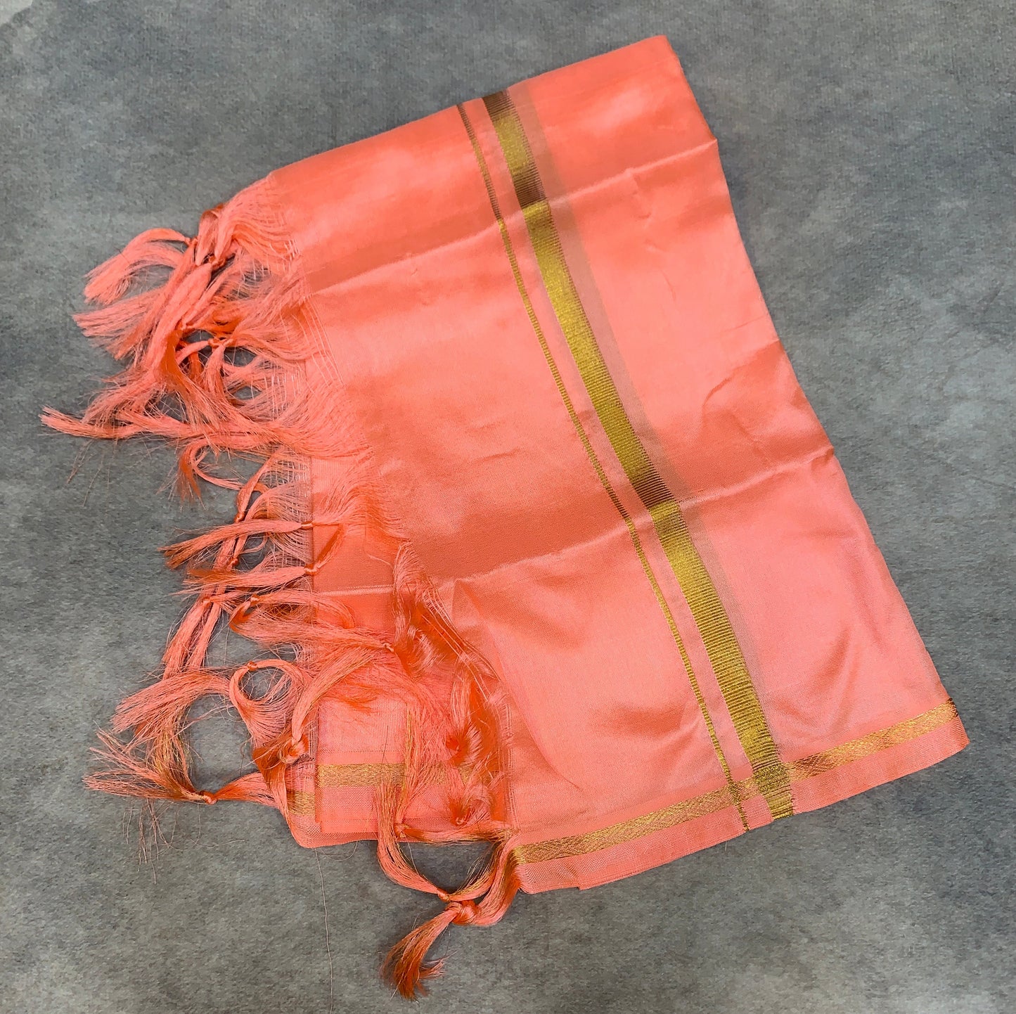 2 Mulam Silk Pooja Towel Peach Colour