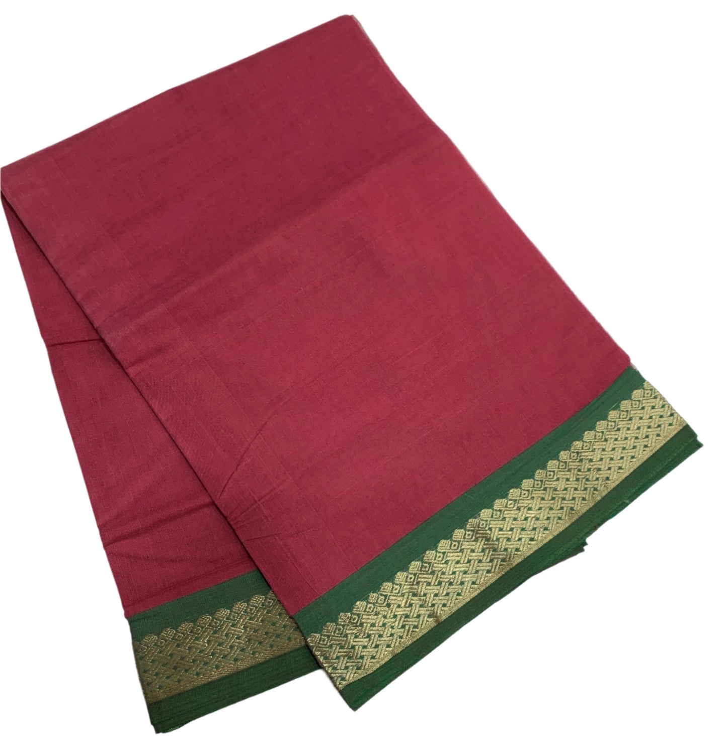 Chettinad Cotton Saree Maroon Colour with Green Border