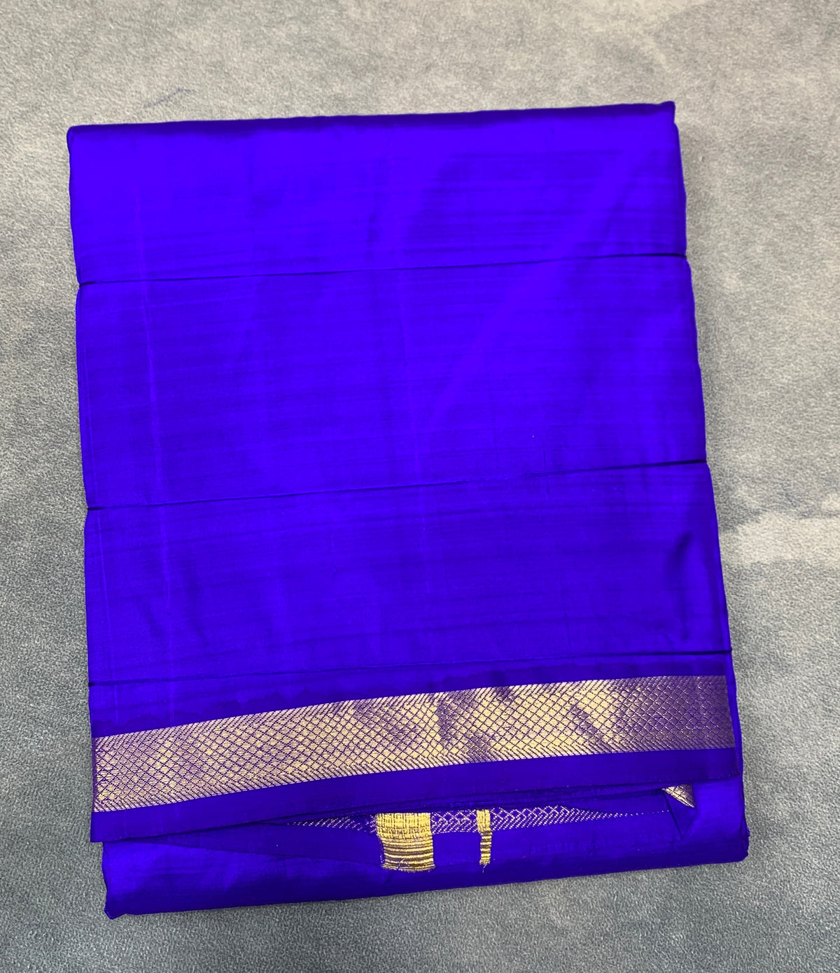 9X5 Pure Silk Dhoti Violet Colour with Small Golden Zari Border