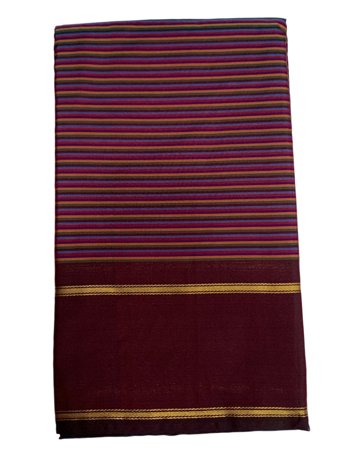 Arani Silk Saree Multi Colour with Wine Maroon Colour Border