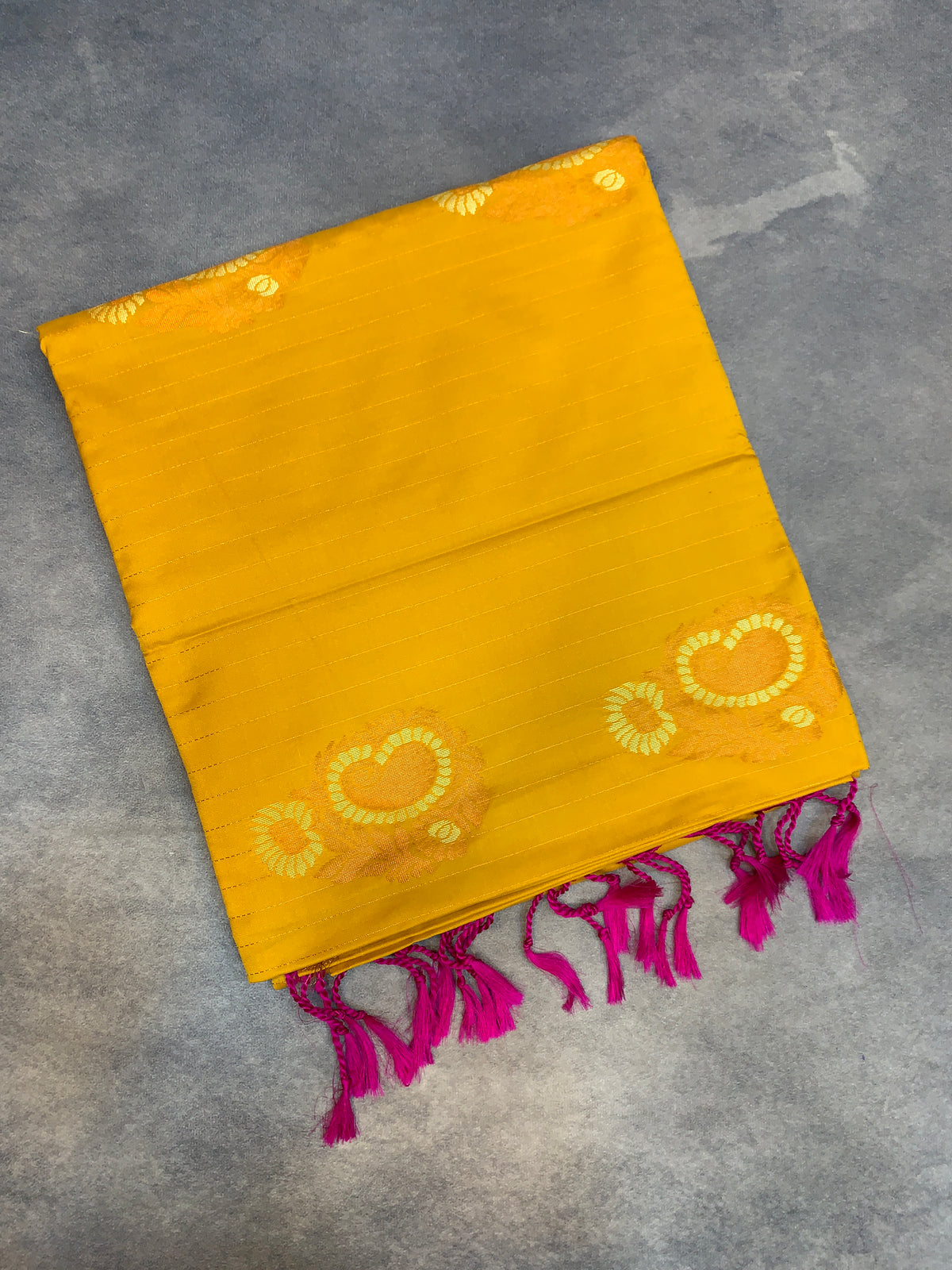 Art Silk Saree Yellow Colour with Borderless