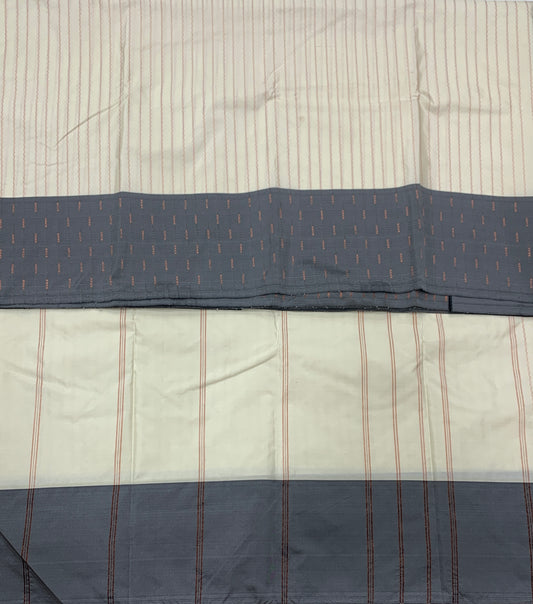 Arani Silk Saree Off White Colour Gray Border