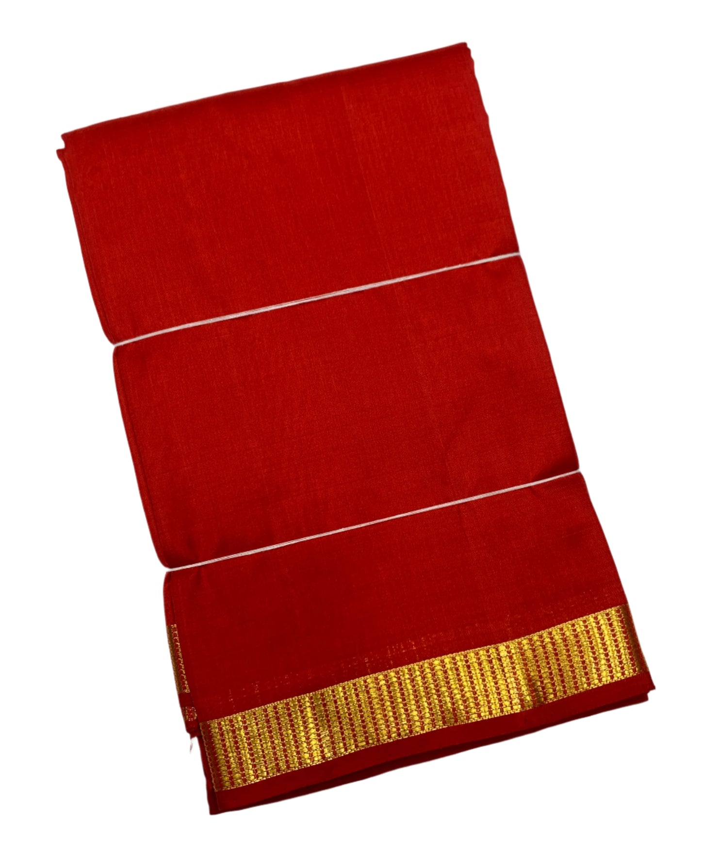 Pure Kanchipuram Silk Red Colour with Golden Zari Border