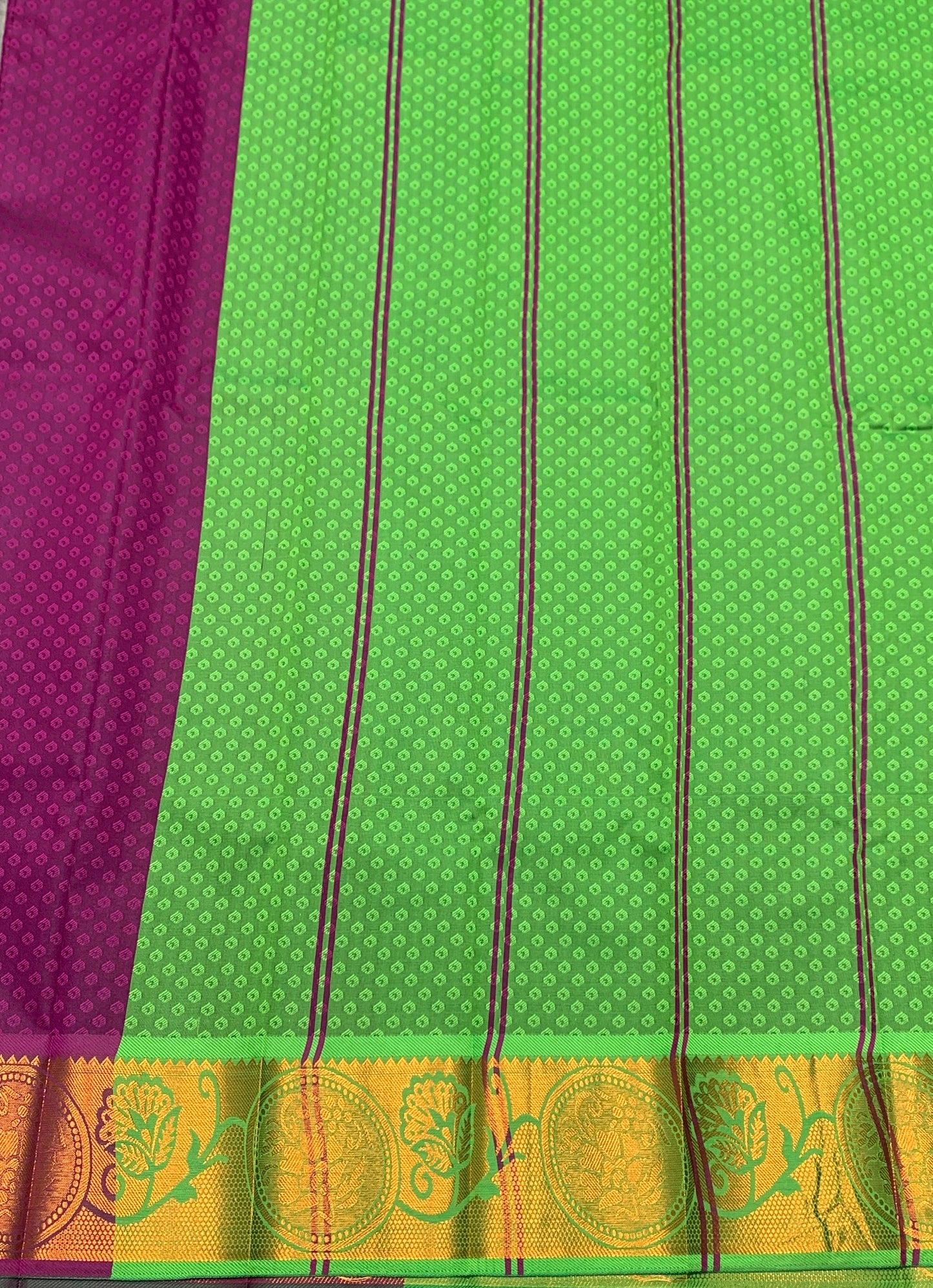 Synthetic Cotton Saree Vadamalli Colour with Copper Border