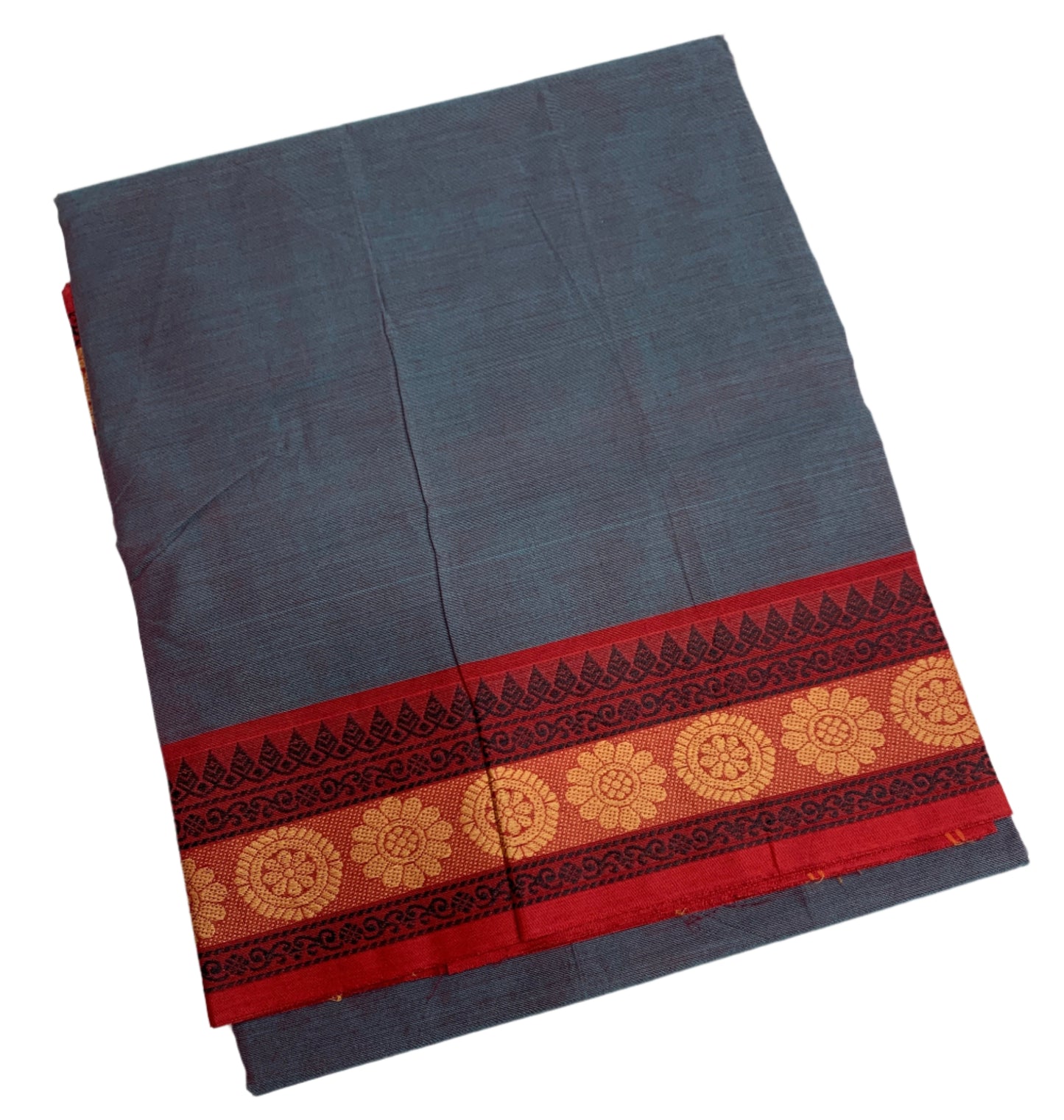 Chettinad Cotton Saree Gray Colour with Maroon Border