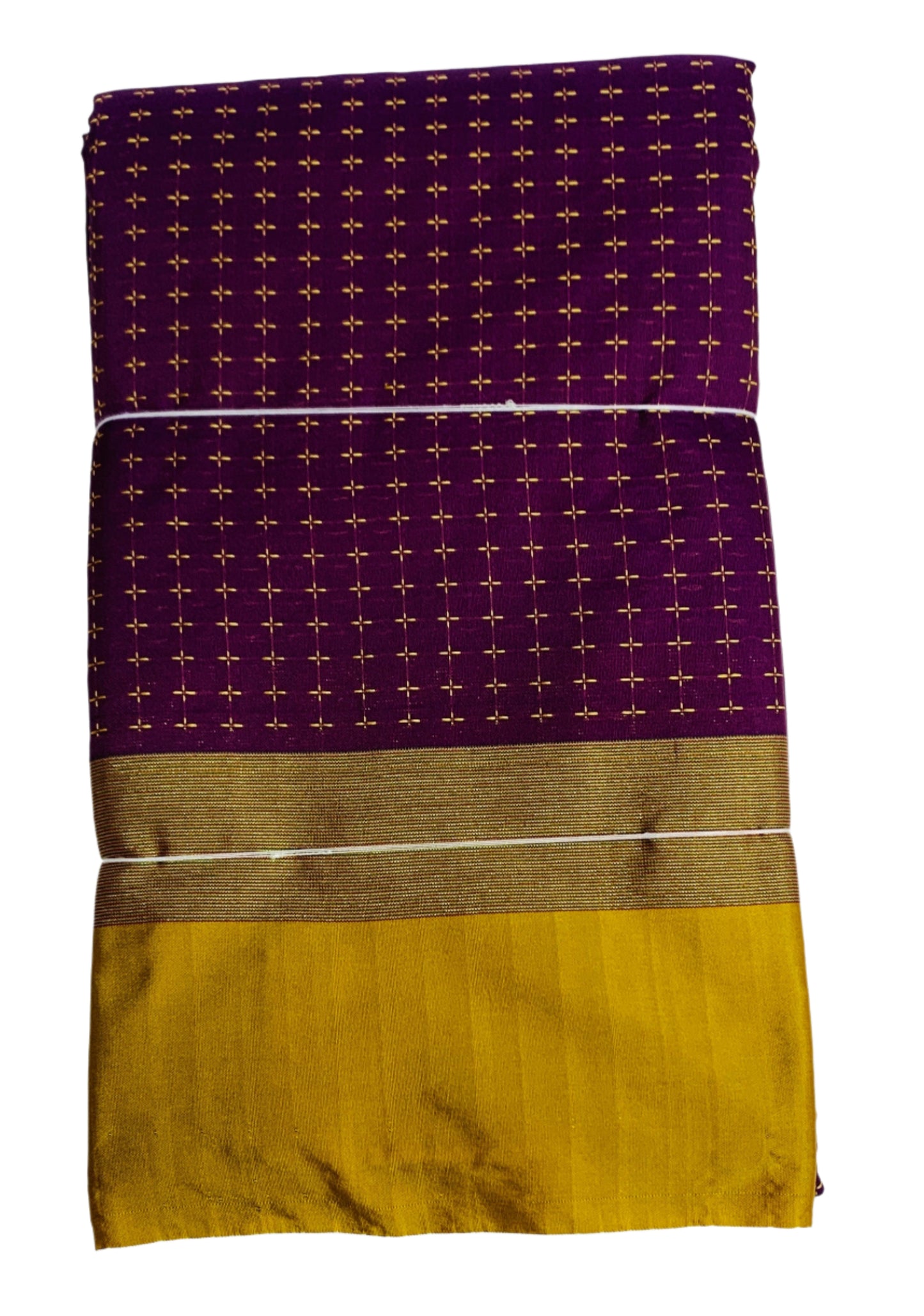Arani Silk Saree Purple Colour with Mustard and Golden Border