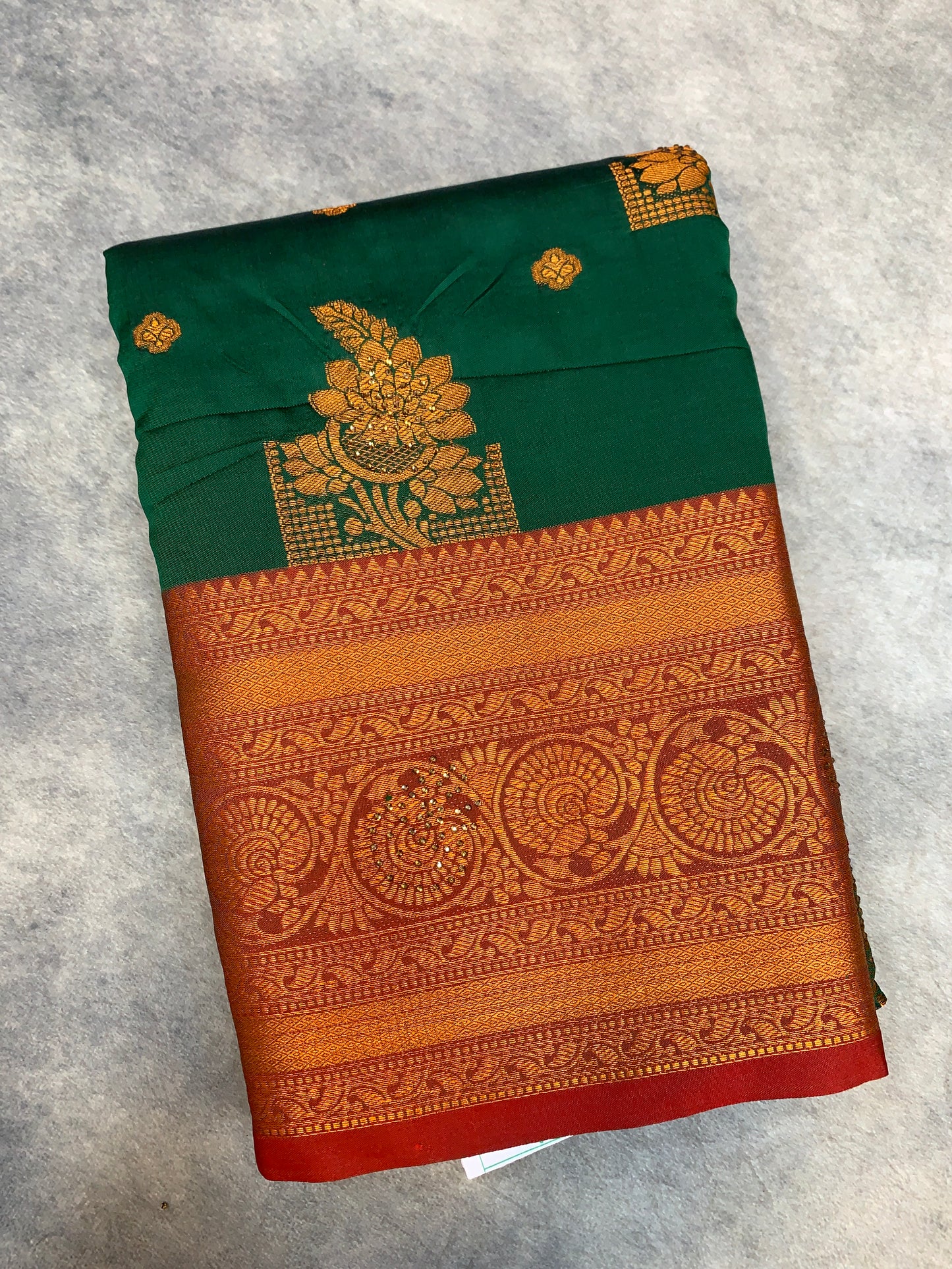 Soft Silk Casual Saree Green Colour with Maroon and Golden Colour Border