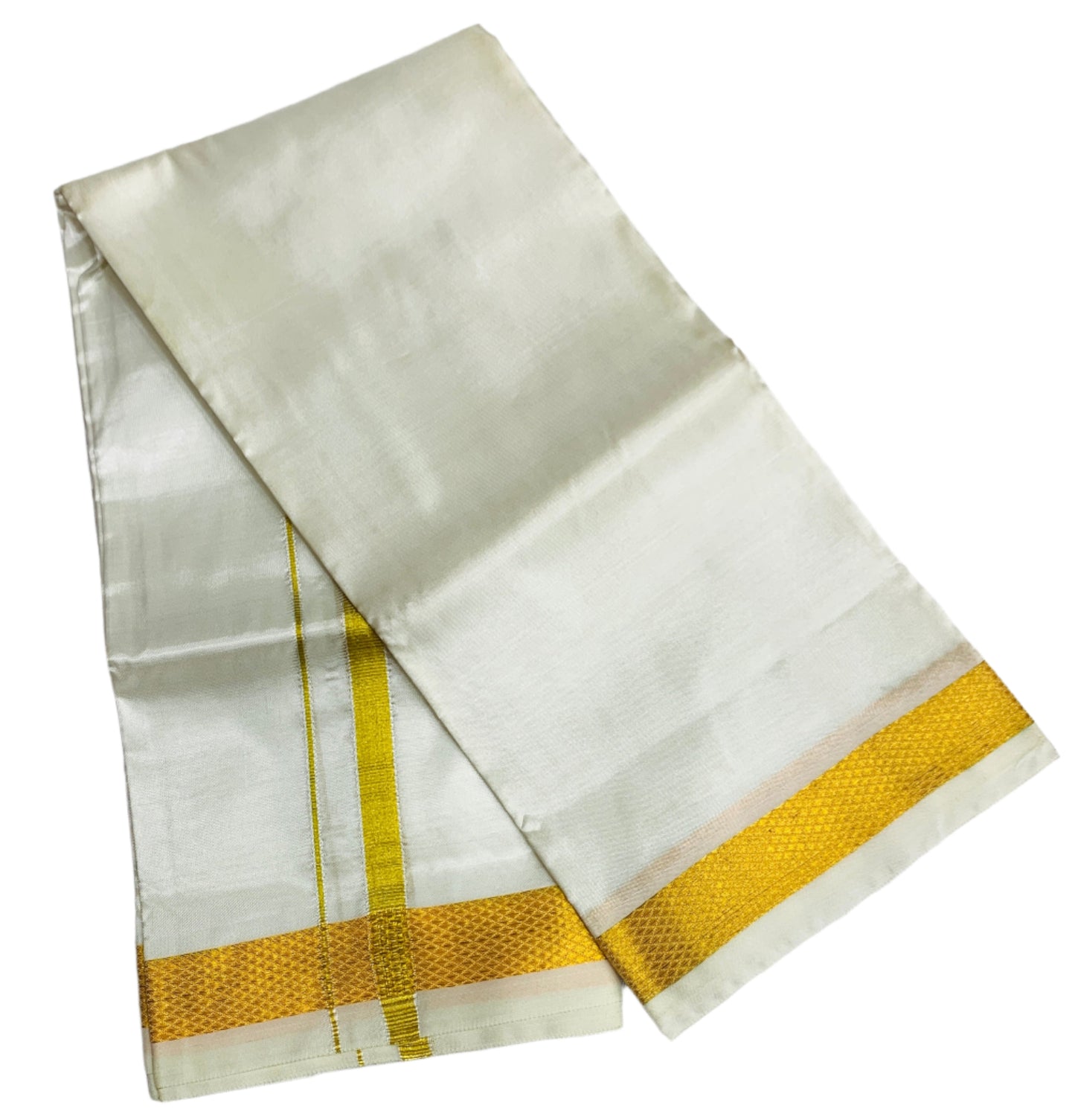 Semi Silk Pooja Towel White Colour with Zari Border