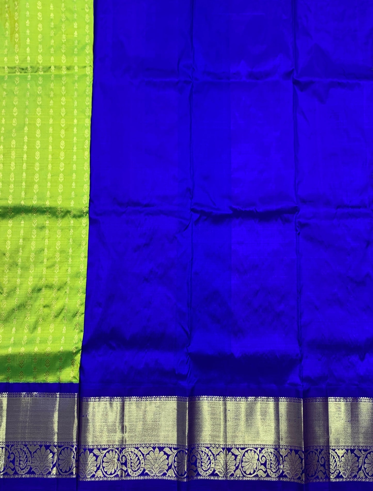 Light Green shade Pure Kanchipuram Kids Pattu Pavadai with Contrast Border for age 5 to 10