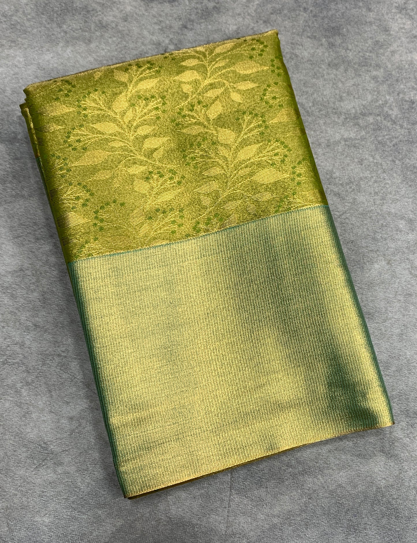 Fancy Tissue Saree Olive Green Colour with Green Colour Border