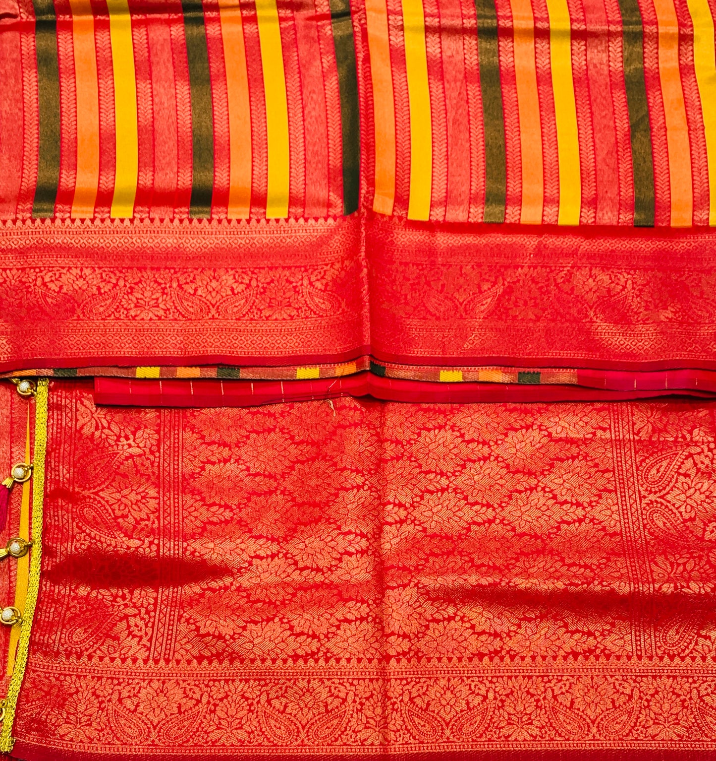 Art Silk Saree Goldish Pink Colour with Pink Border