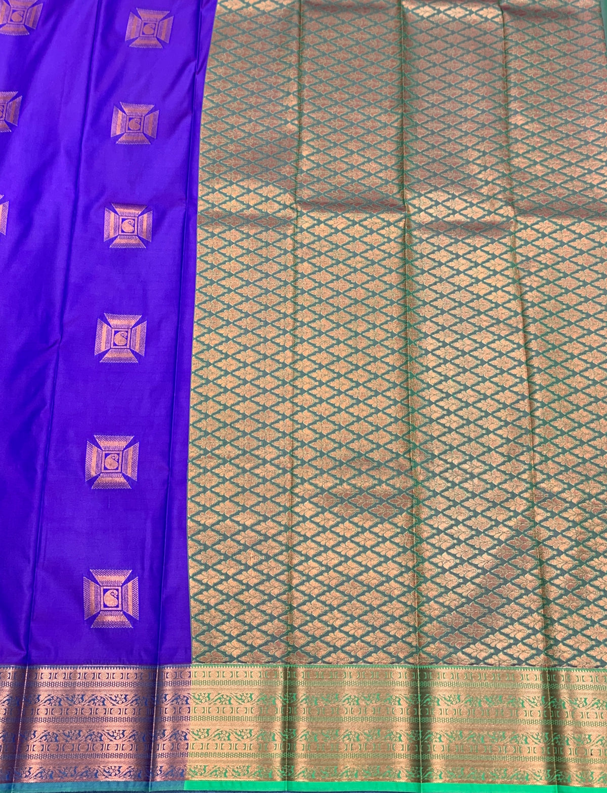 Soft Silk Casual Saree Purple Colour with Green Colour Border