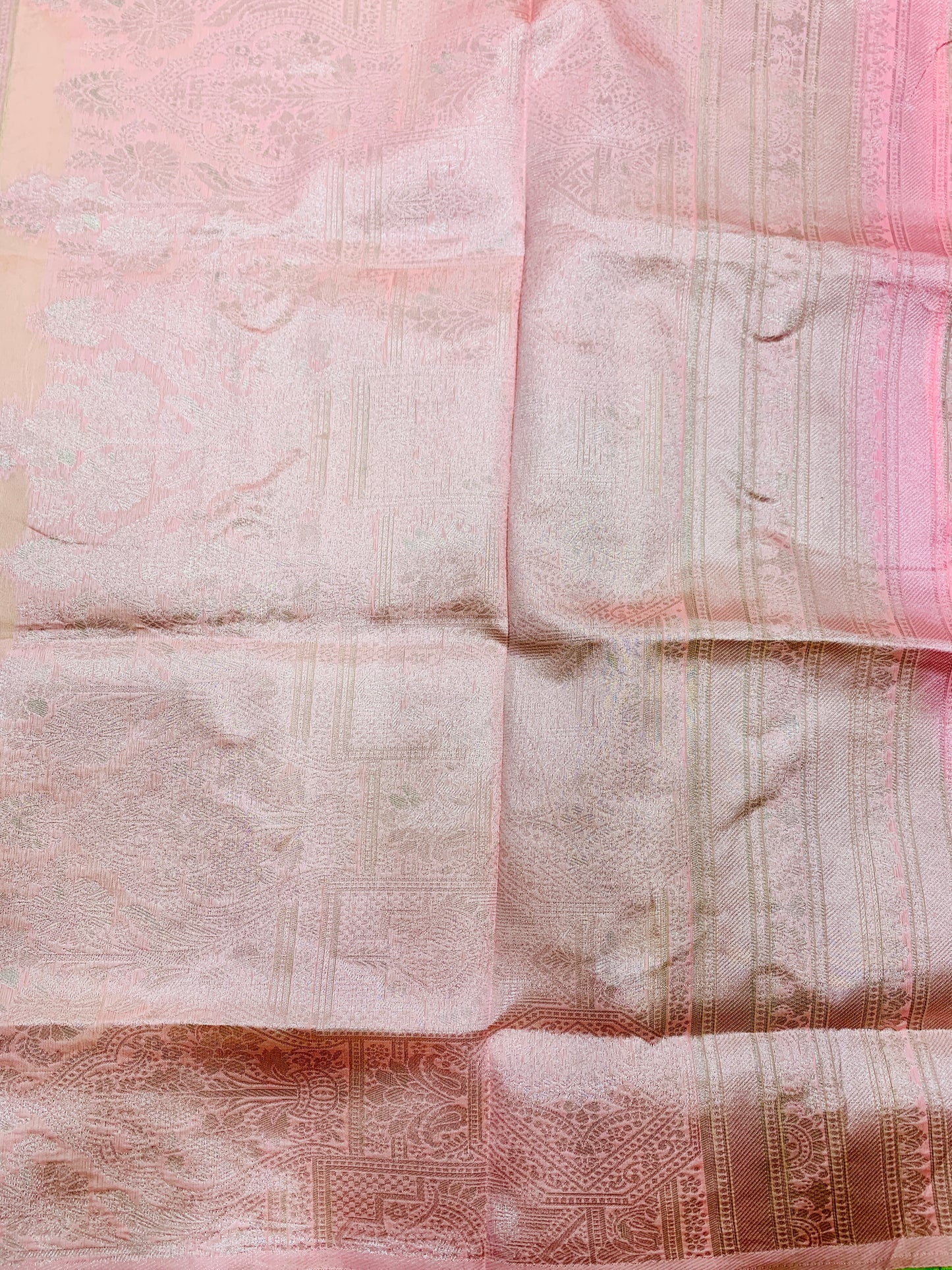 Paper Silk Saree Pista Green Colour with Borderless
