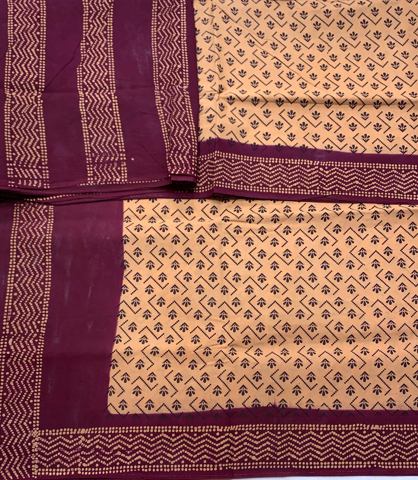 Chettinad Sungudi Cotton Sandal Colour with Magenta Colour Border