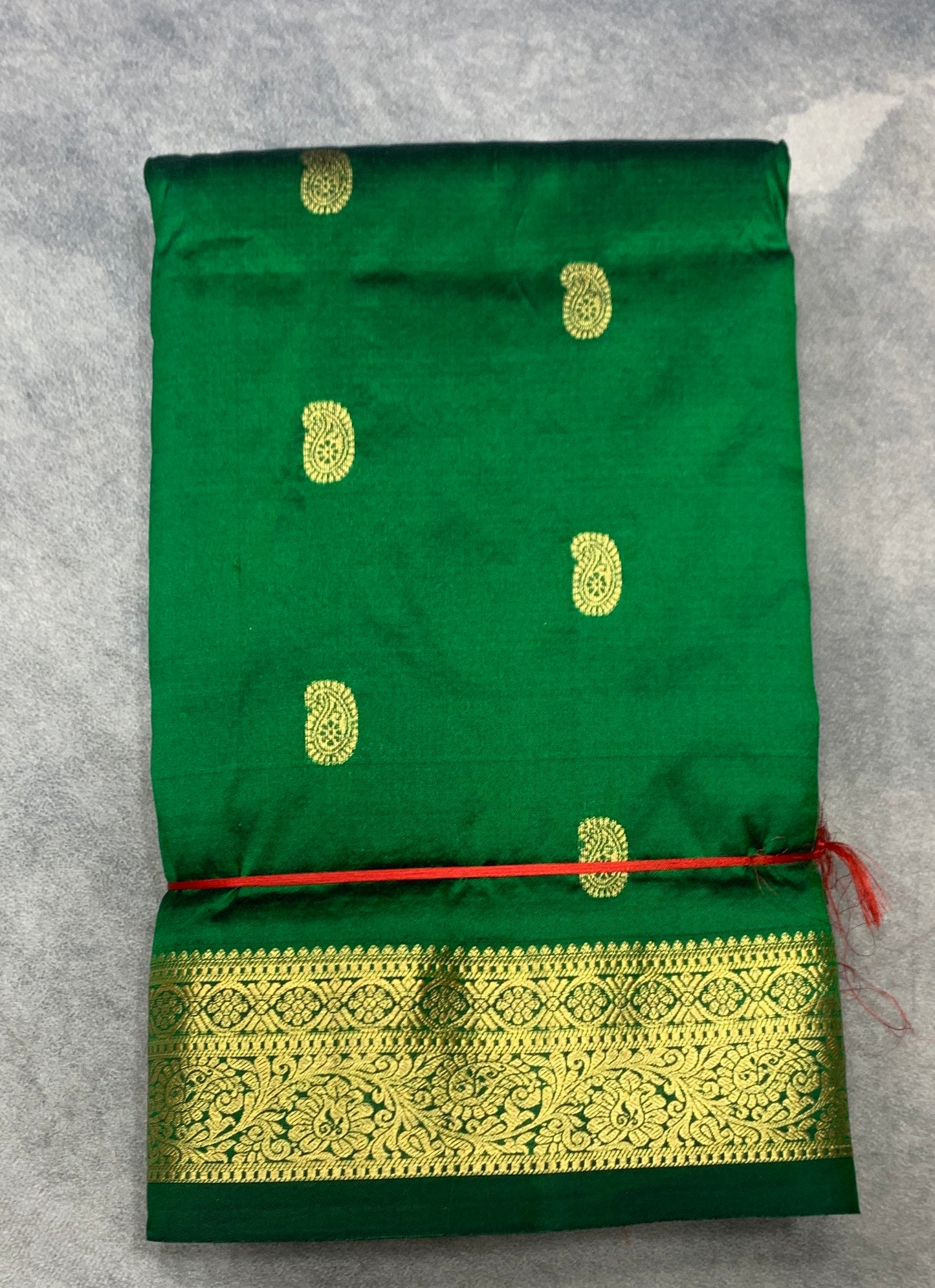 Pure Kanchipuram Silk Green Colour with Golden Colour