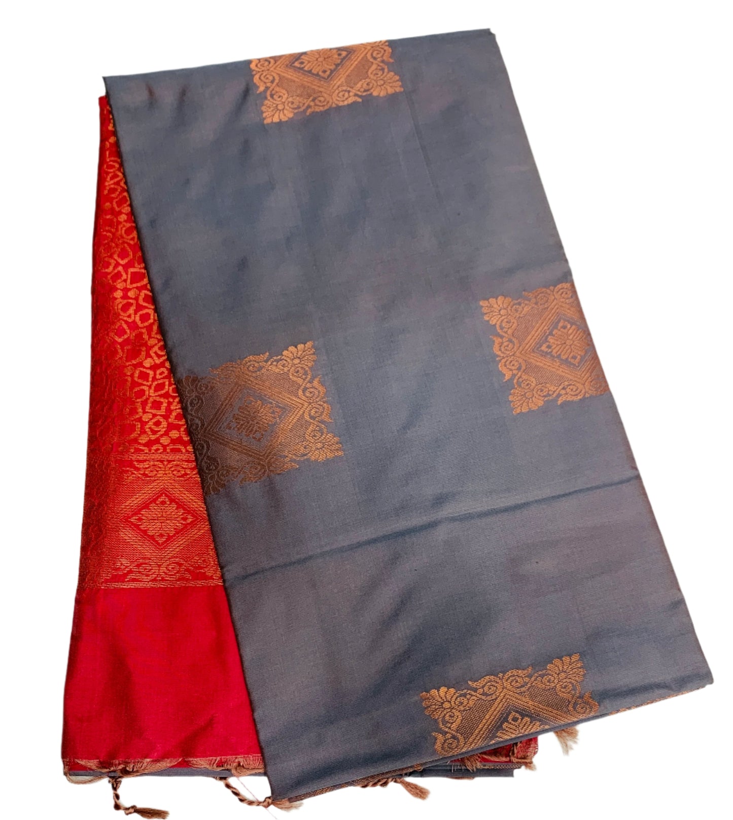 Soft Vegan Silk Saree Gray Colour with Border less
