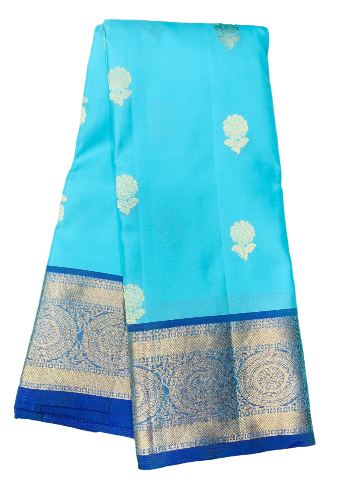 Pure Kanchipuram Silk Saree Arctic Blue Colour with Blue Border