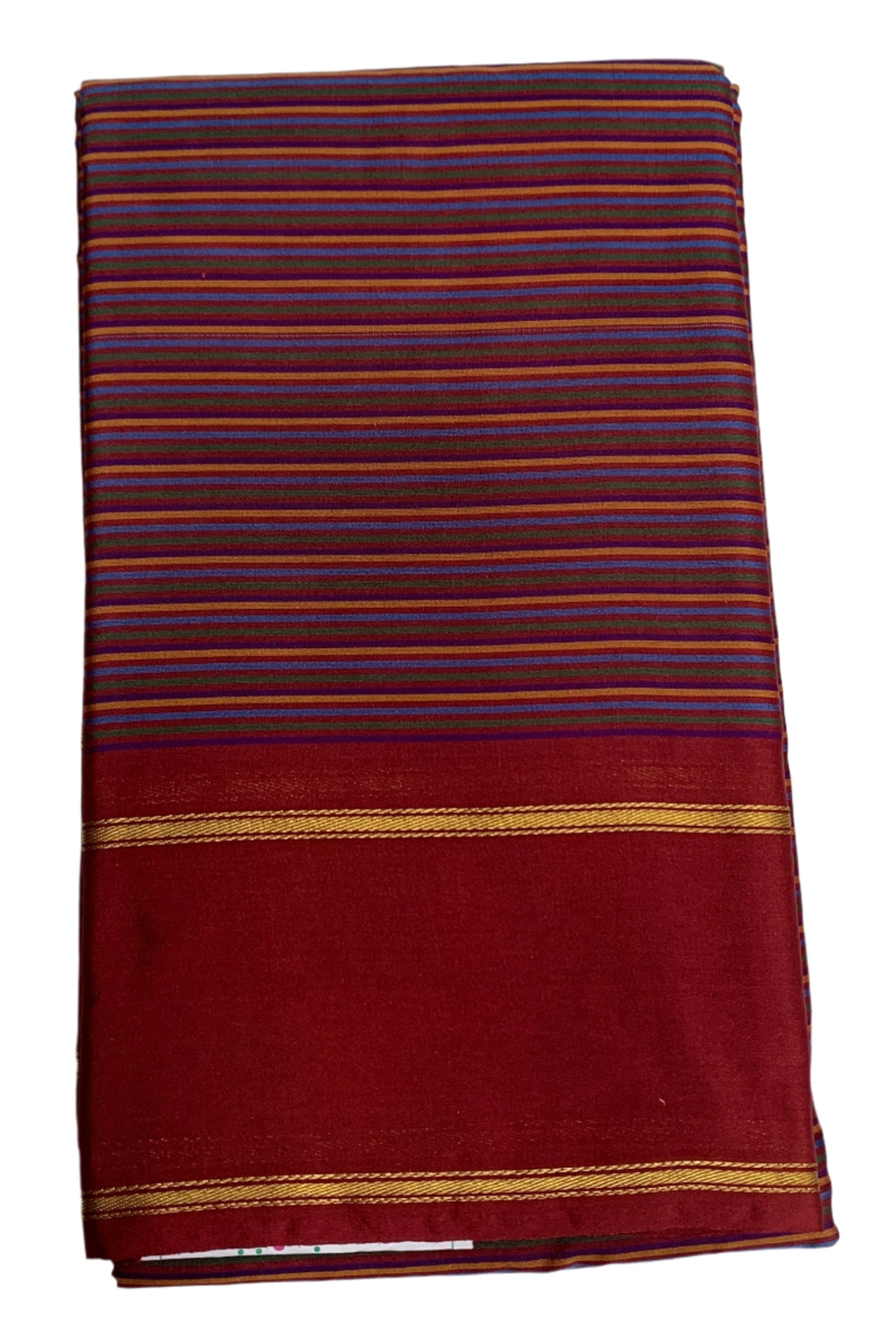 Arani Silk Saree Multi Colour with Maroon Colour Border