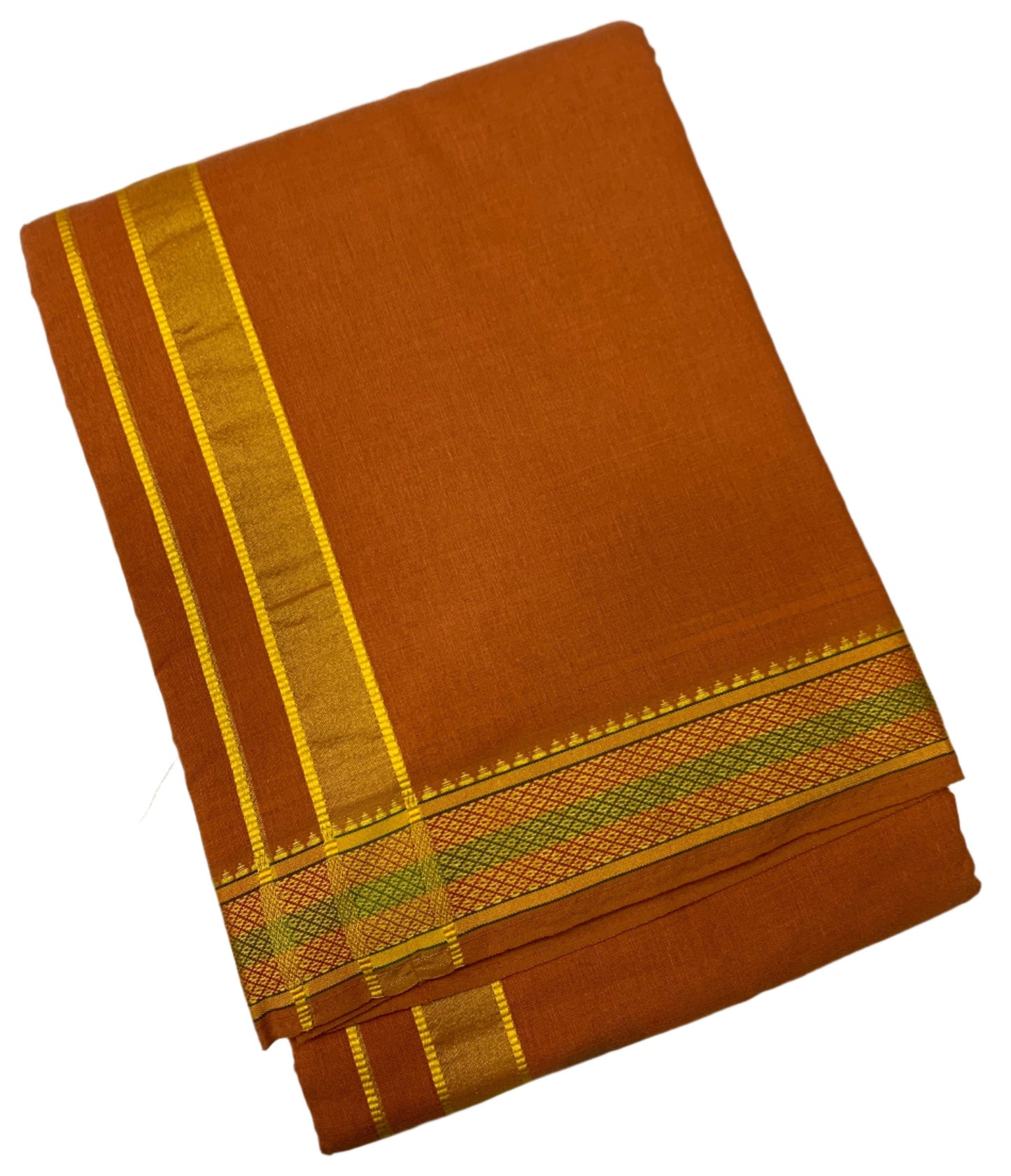 9X5 Cotton Honey Colour with Red & Green Border