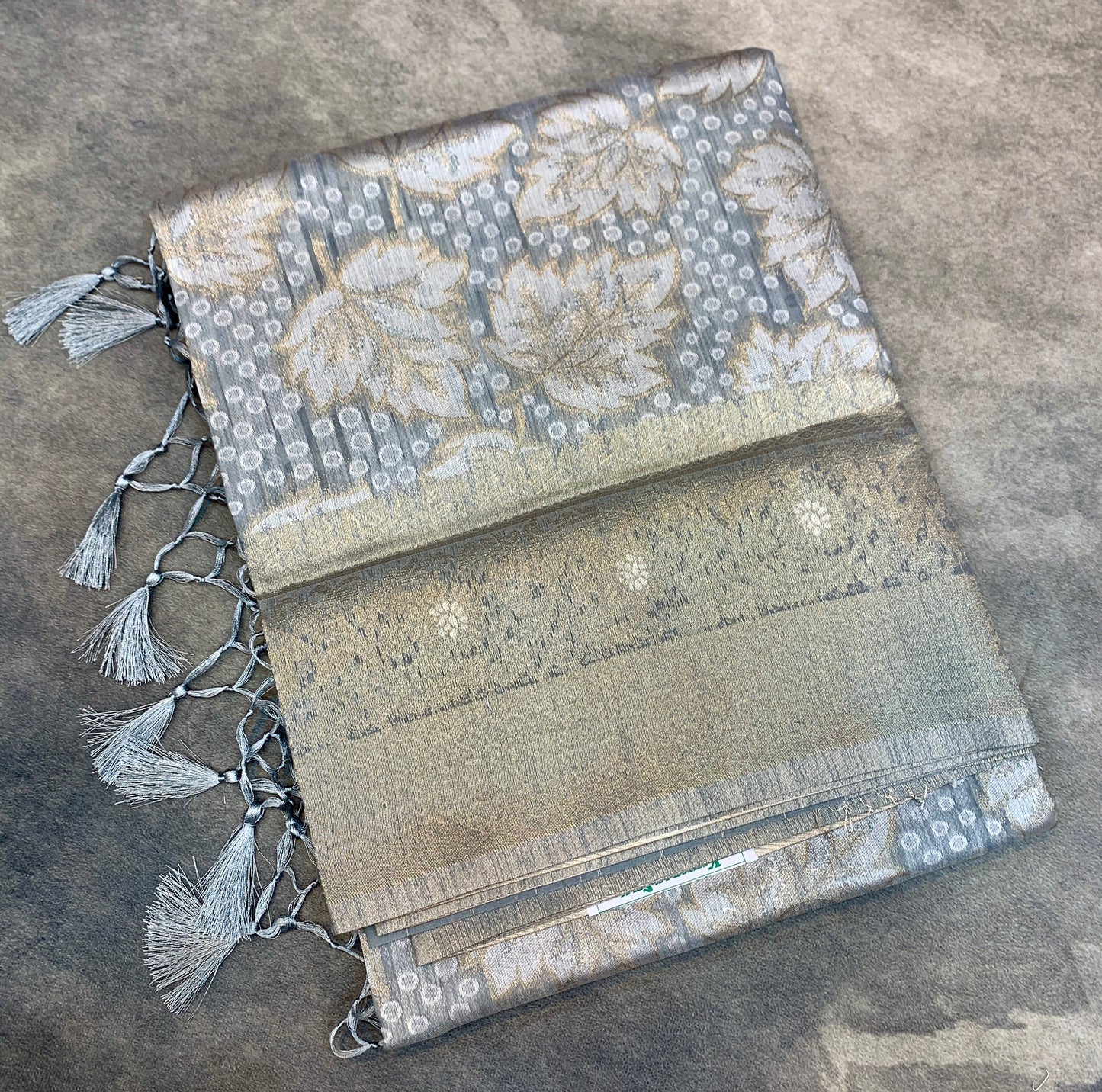 Banaras Katan Saree Gray Colour with Katan Work Border