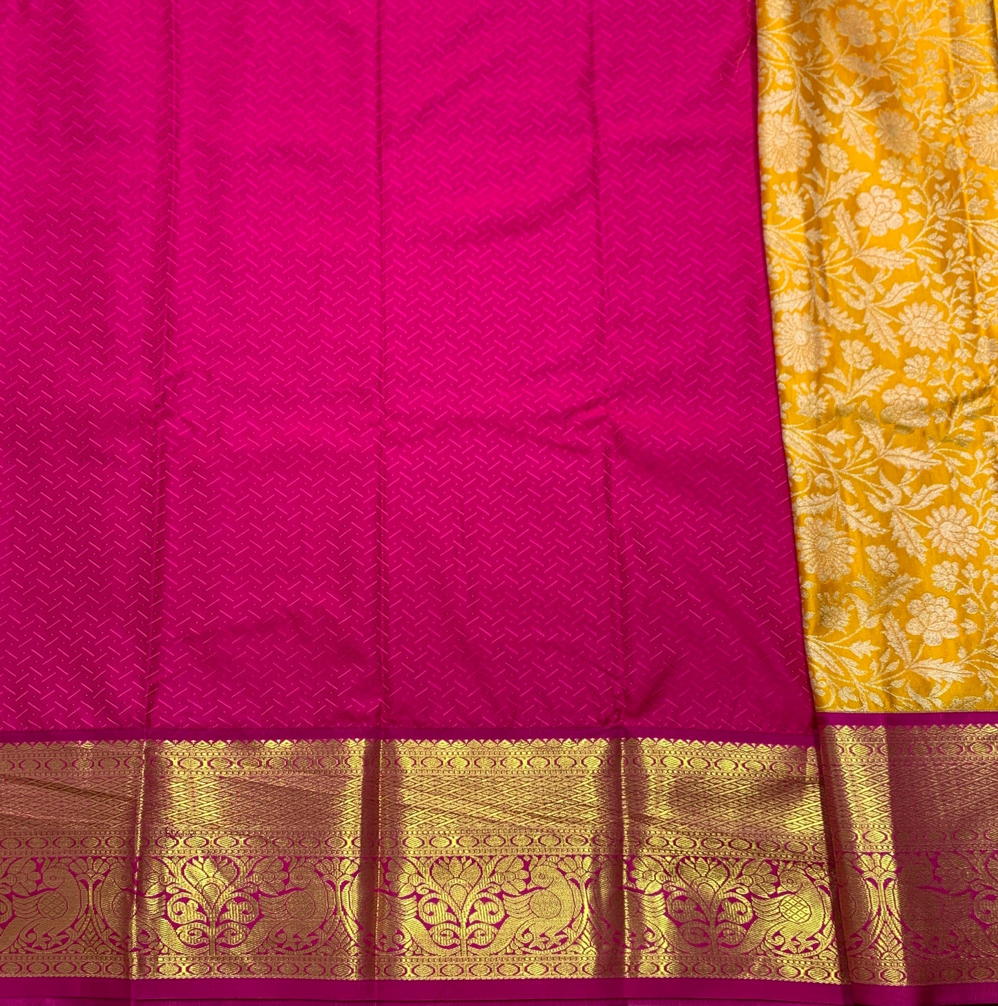 Yellow Shade Vegan Silk Kids Pattu Pavadai with Contrast Border for age 2 to 5