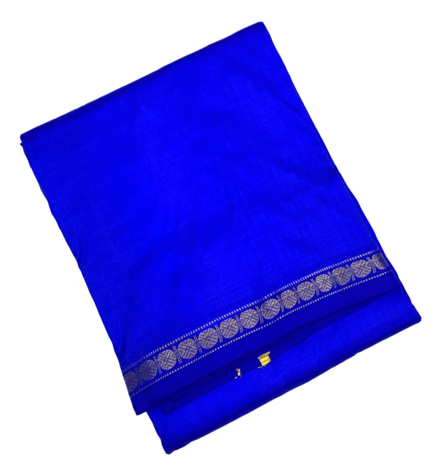 9X5 Pure Silk Dhoti Blue with Small Border