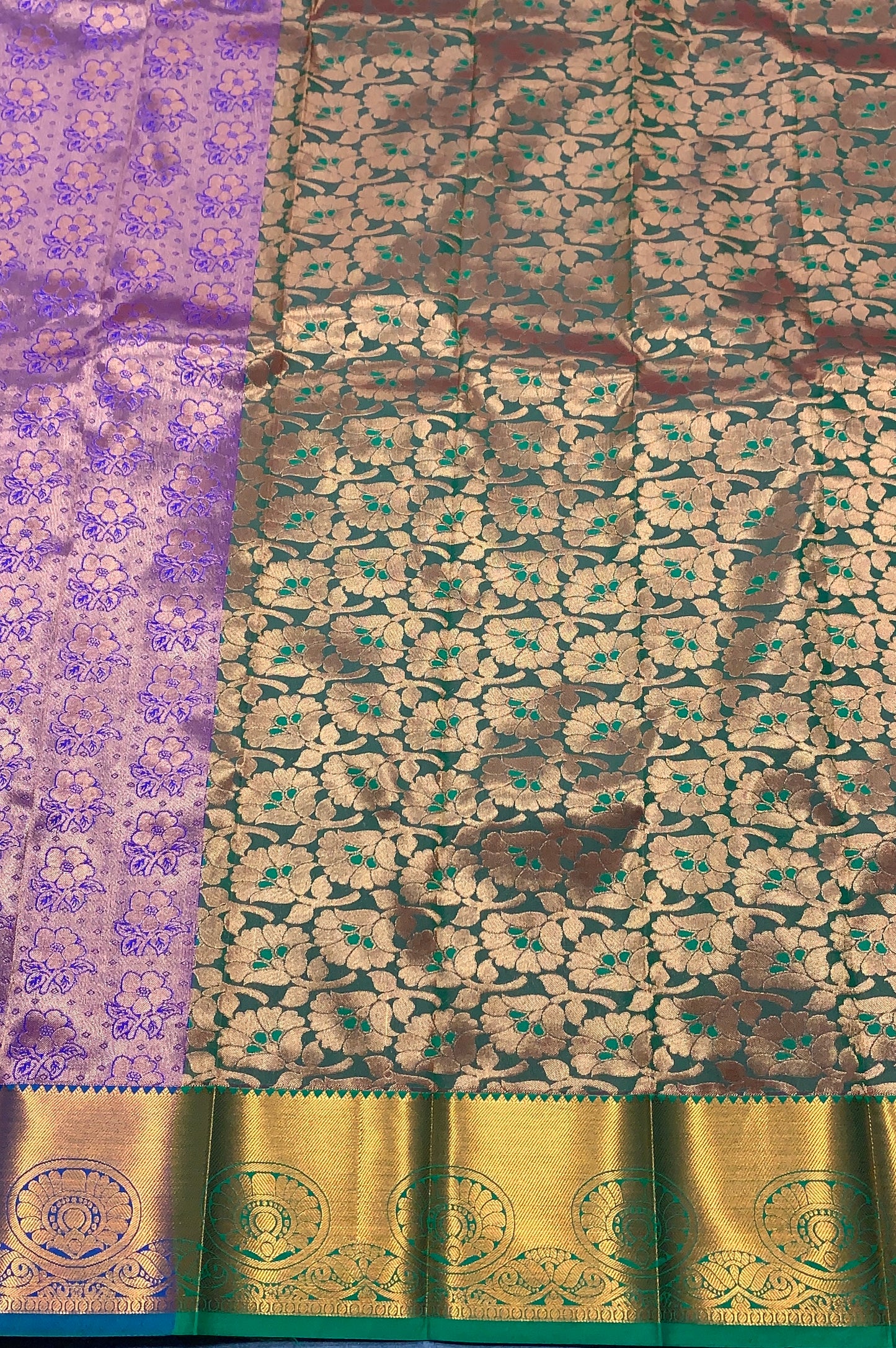 Vegan Silk Saree Lavender Colour Saree with Copper Border