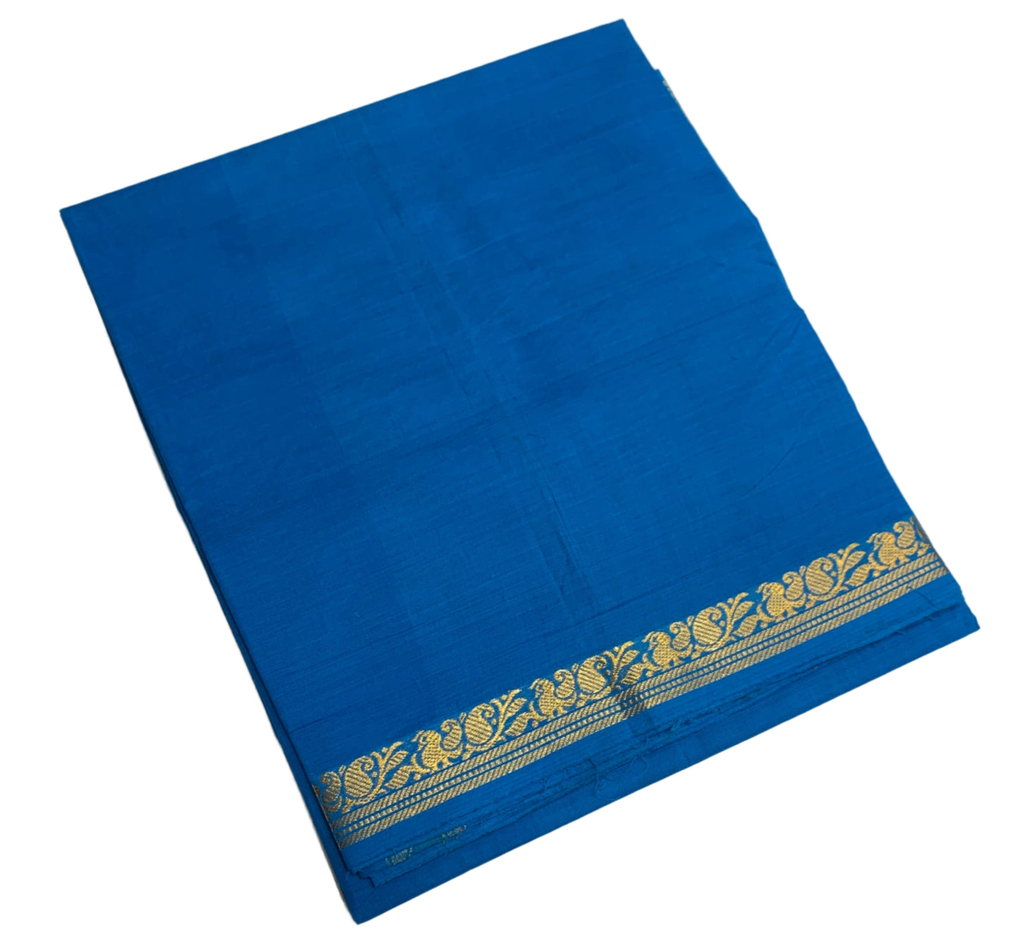 Chettinad Cotton Saree Sky Blue Colour with Mango and Peacock Design