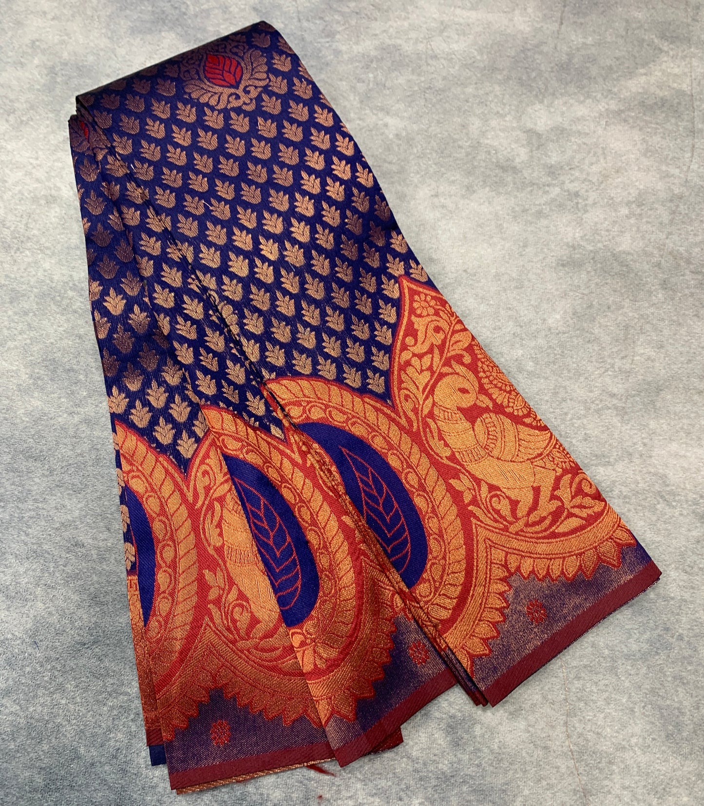Navy Blue Colour Art Silk Saree with Maroon Border