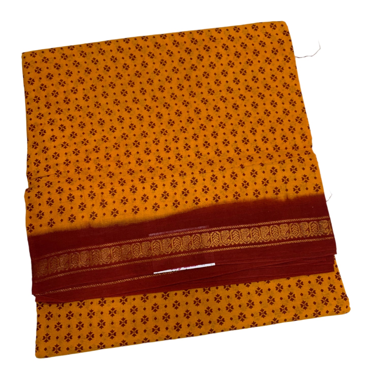 9 yards Cotton Saree Mango Yellow Colour with Maroon Border