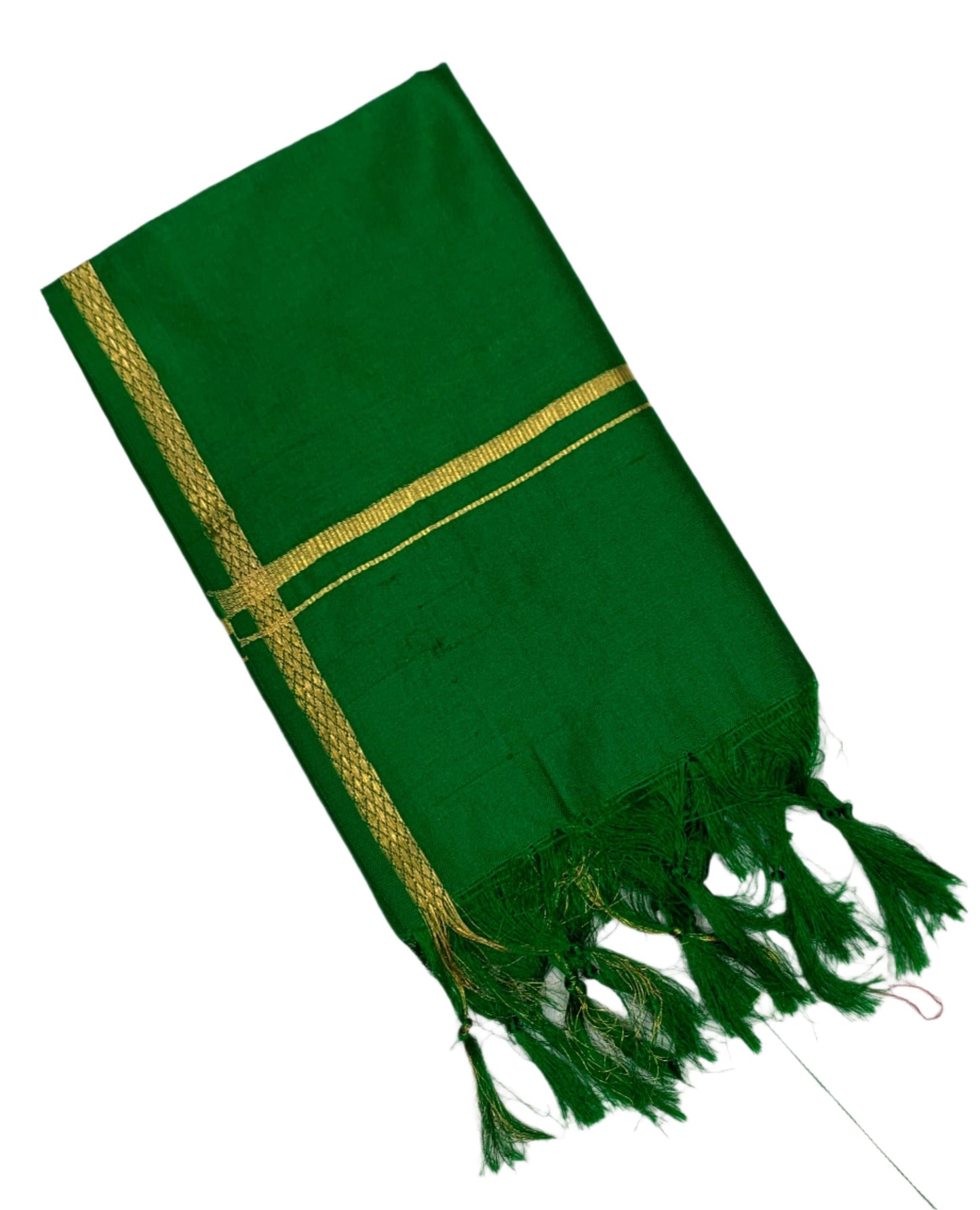 2 Mulam Silk Pooja Towel Green Colour